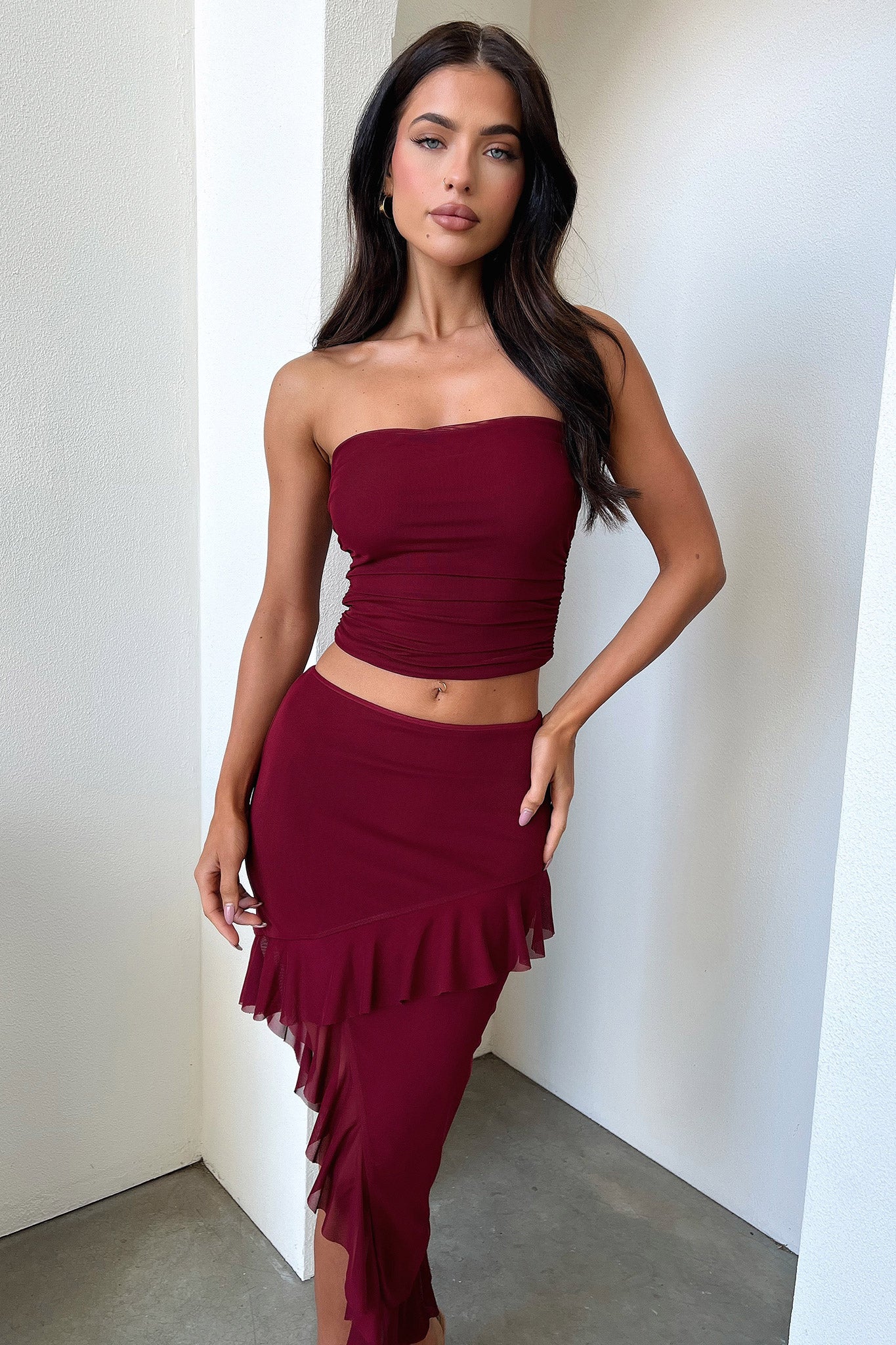Cardona Skirt - Deep Red-Coutiqo