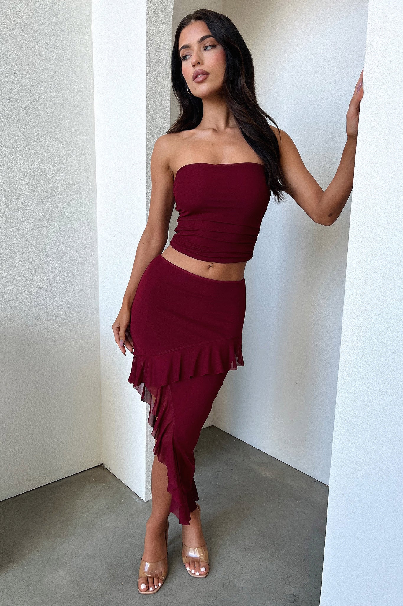Cardona Skirt - Deep Red-Coutiqo