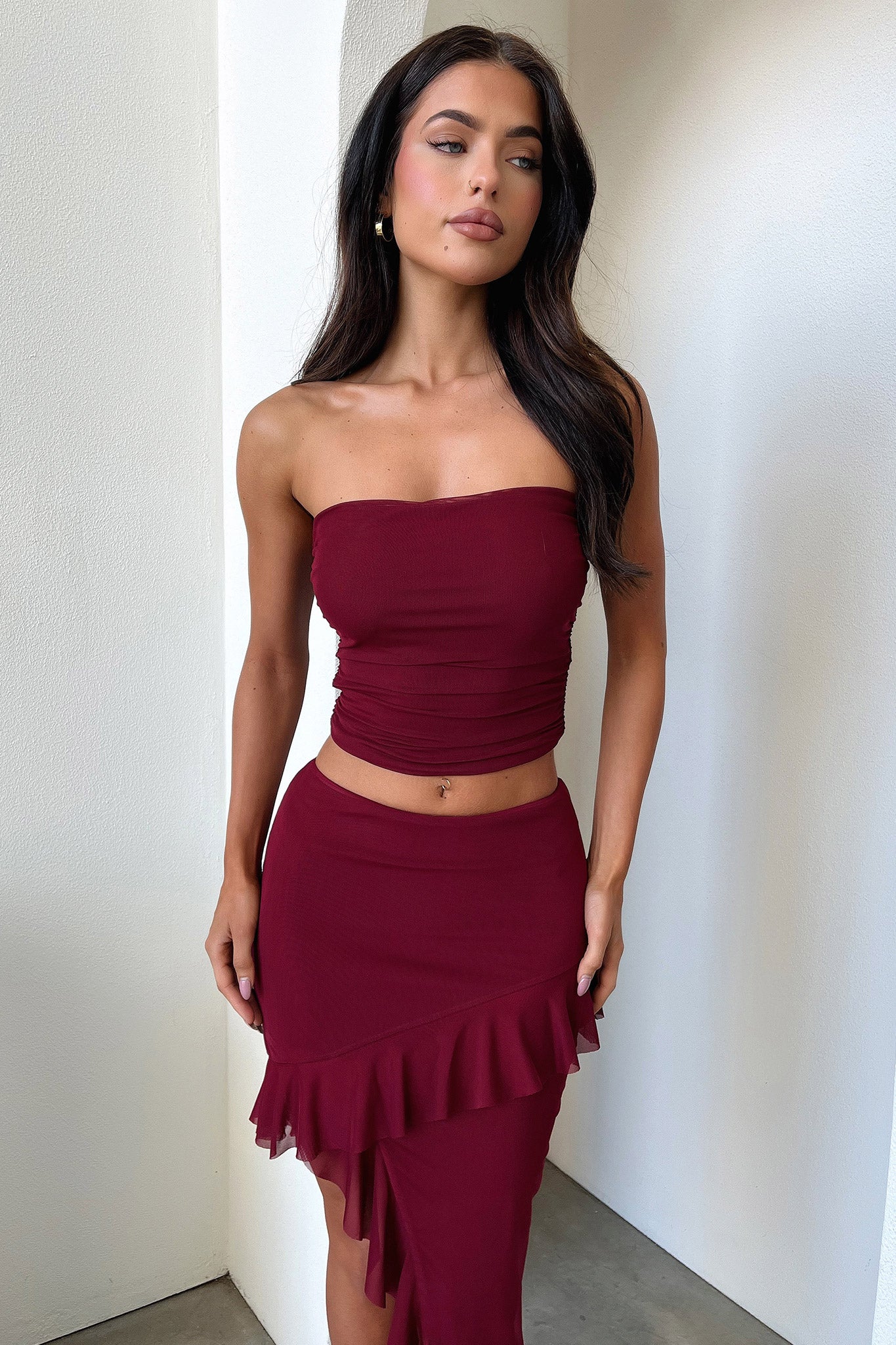 Cardona Skirt - Deep Red-Coutiqo