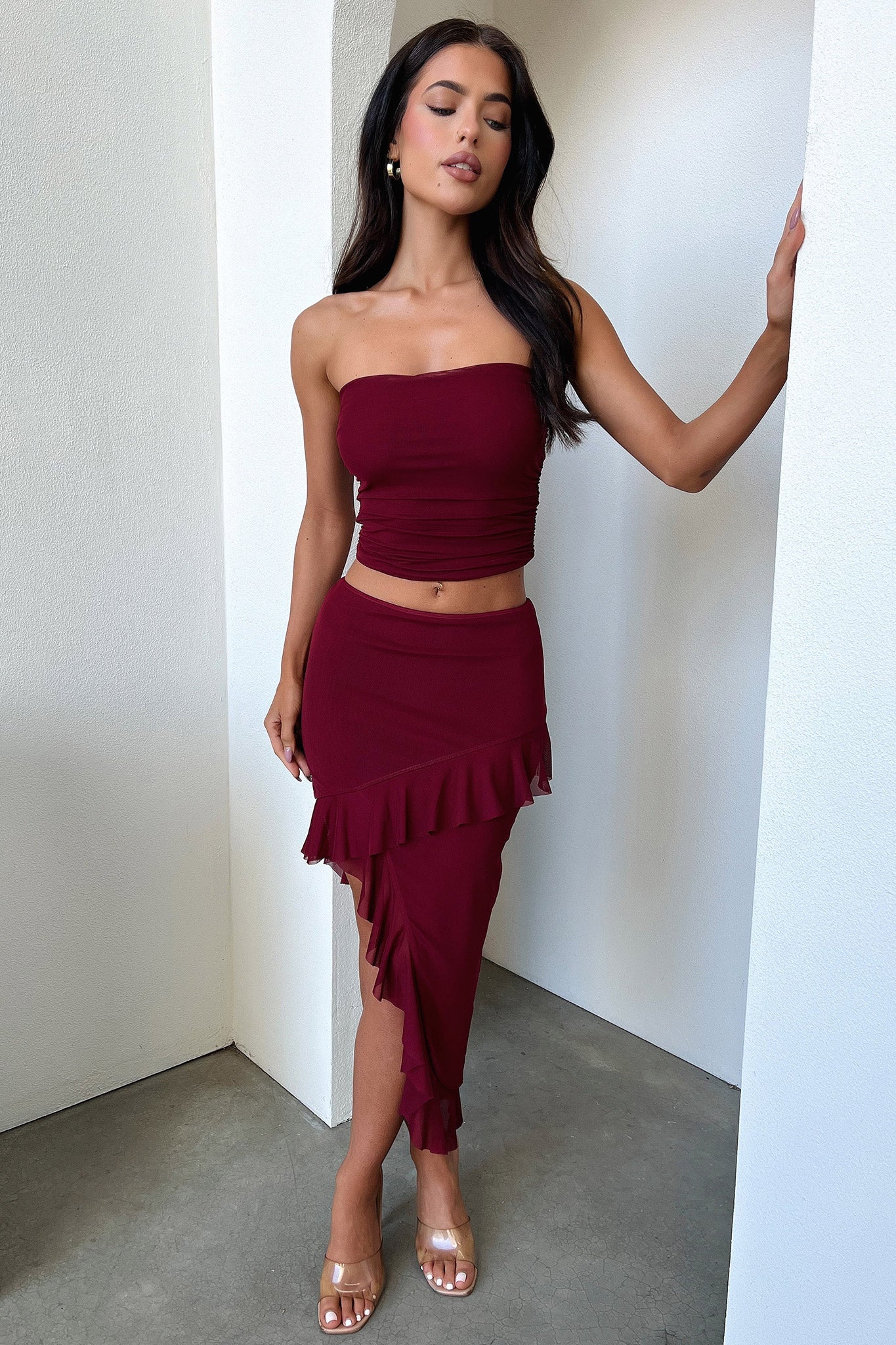 Cardona Skirt - Deep Red-Coutiqo