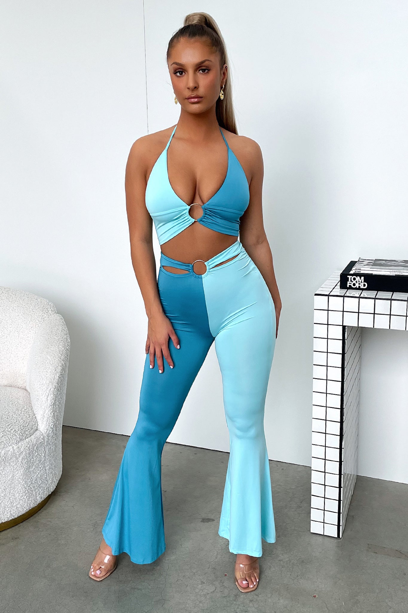 Ceaser Flare Pants - Blue-Coutiqo