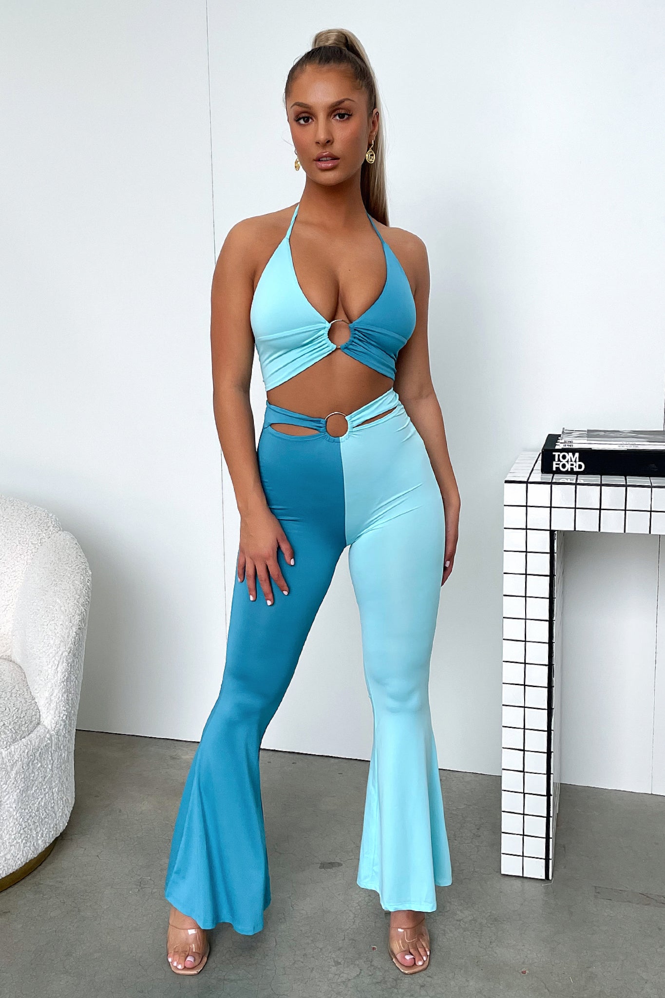 Ceaser Flare Pants - Blue-Coutiqo