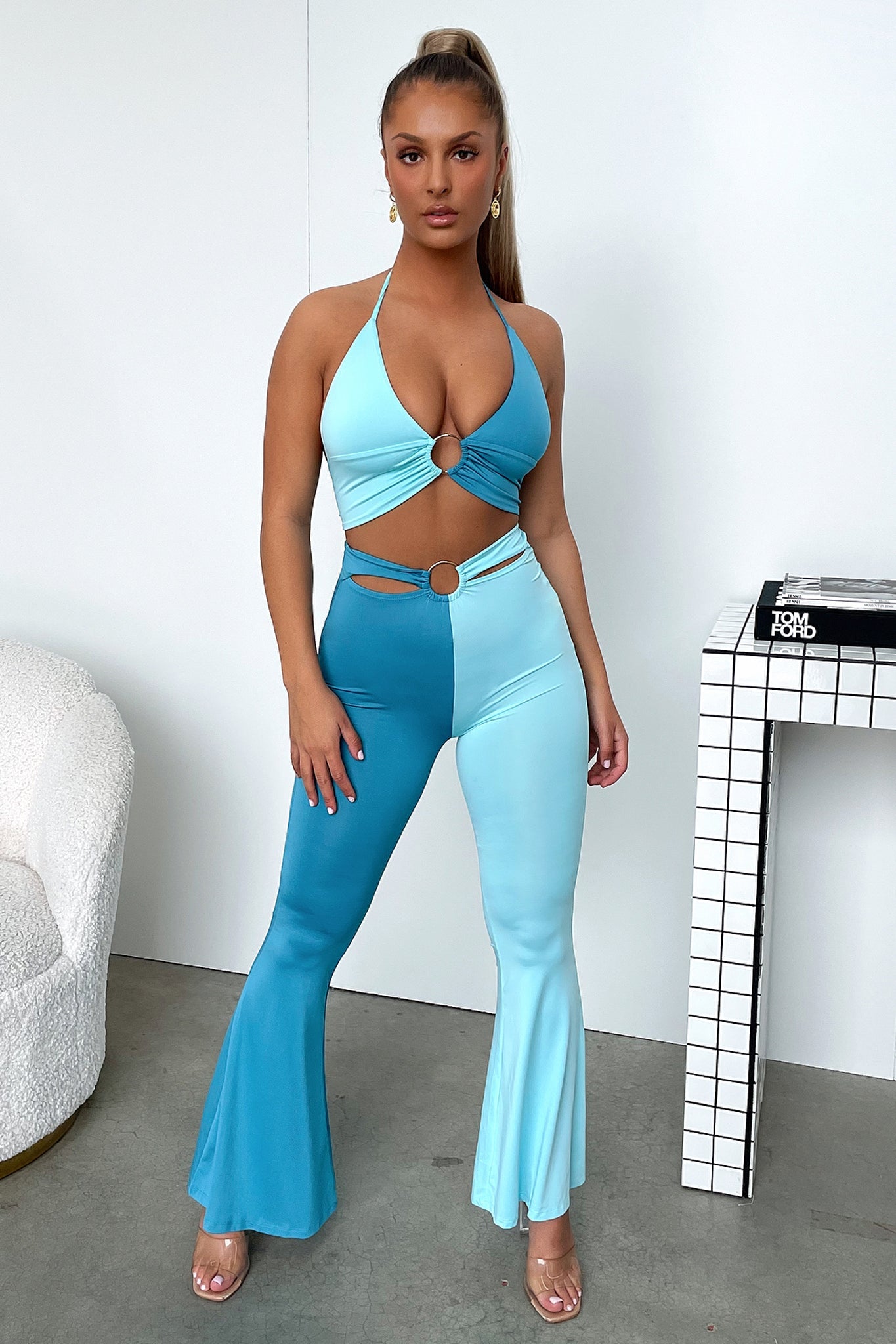 Ceaser Flare Pants - Blue-Coutiqo