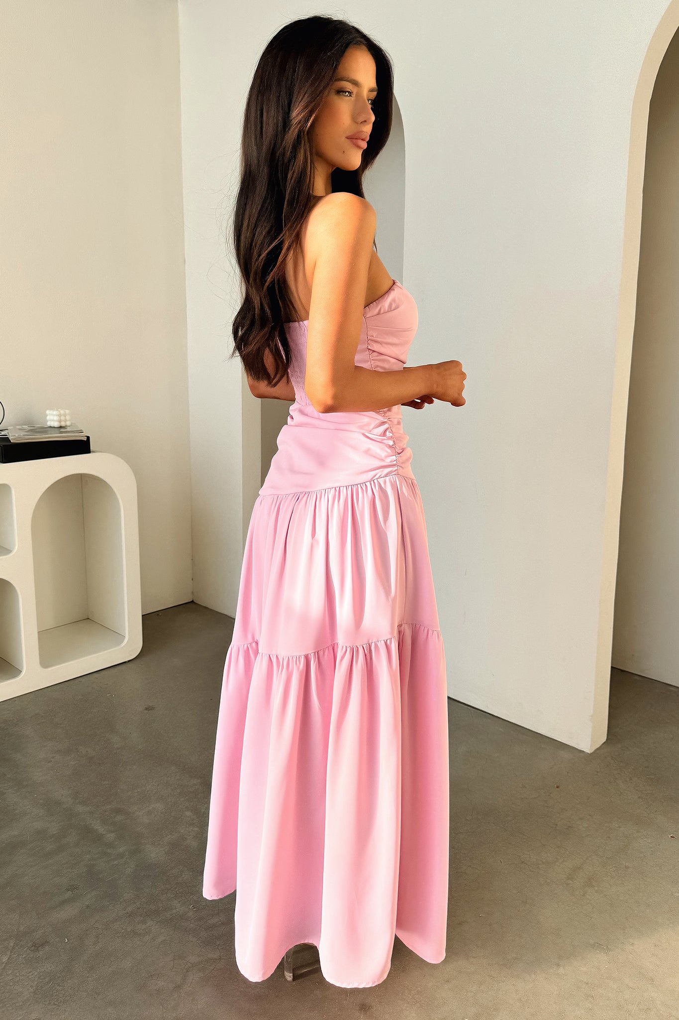 Charlotte Strapless Maxi Dress - Pink-Coutiqo