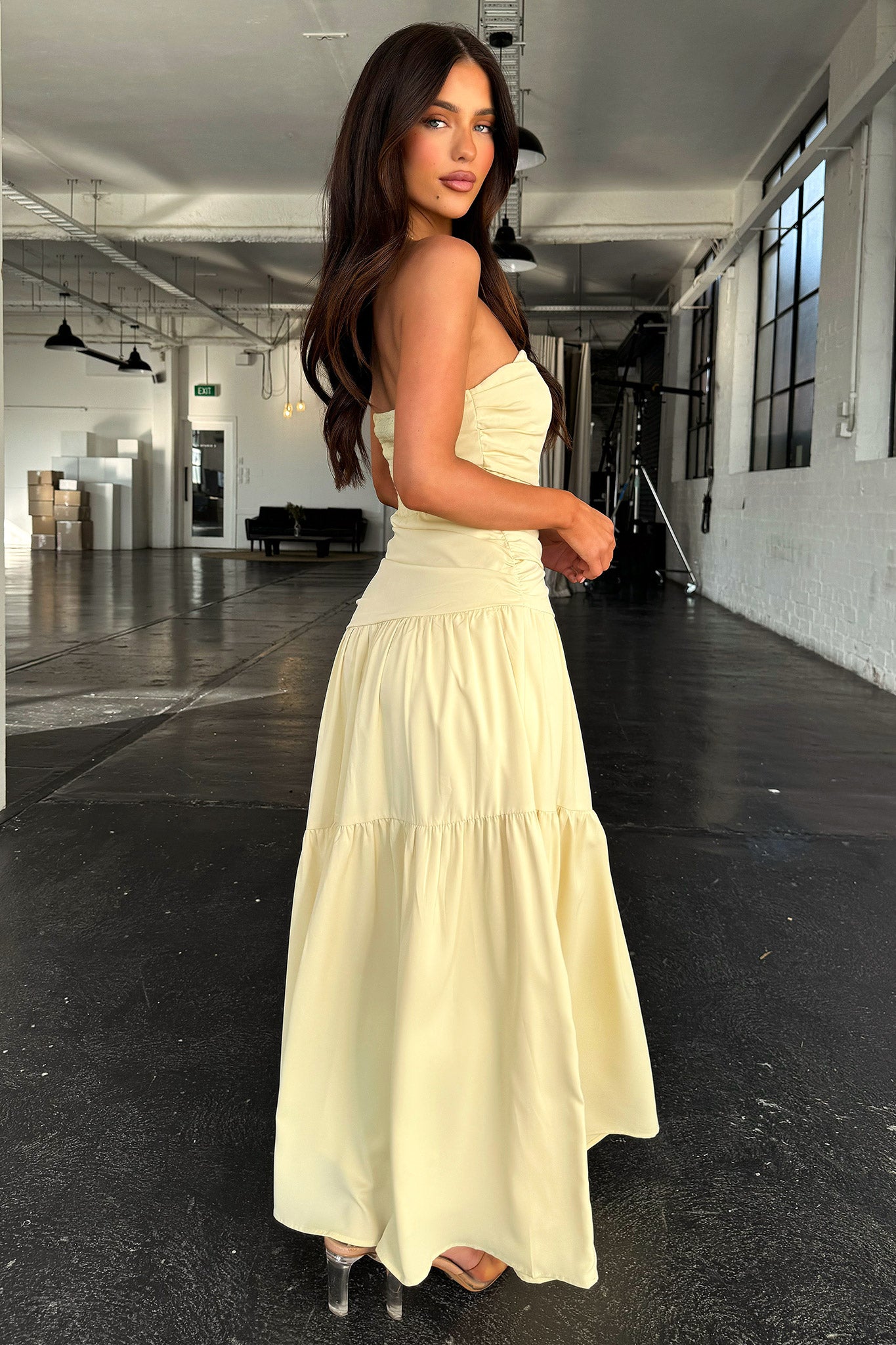 Charlotte Strapless Maxi Dress - Yellow-Coutiqo