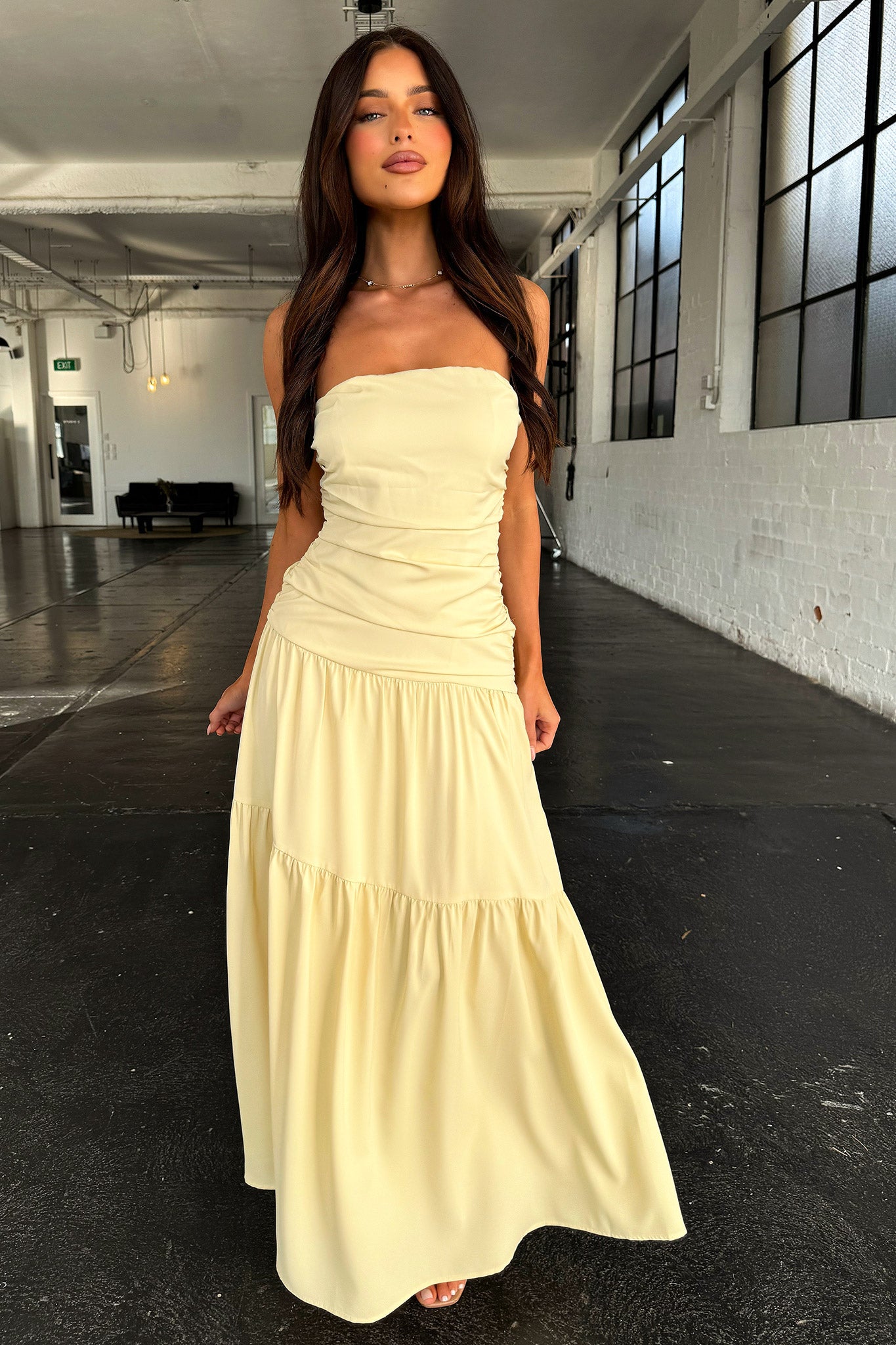 Charlotte Strapless Maxi Dress - Yellow-Coutiqo