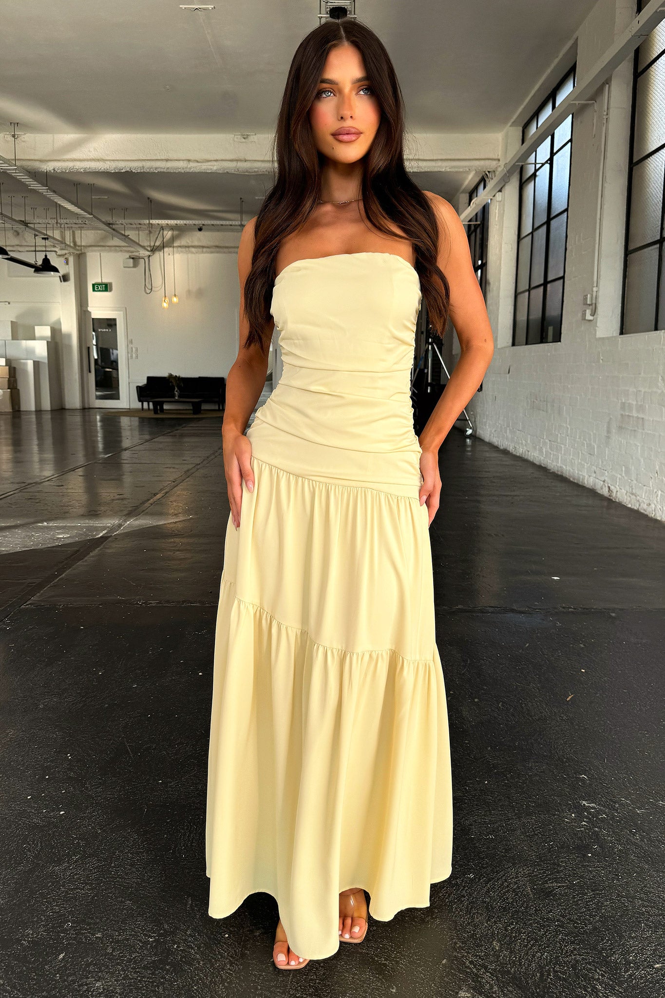 Charlotte Strapless Maxi Dress - Yellow-Coutiqo
