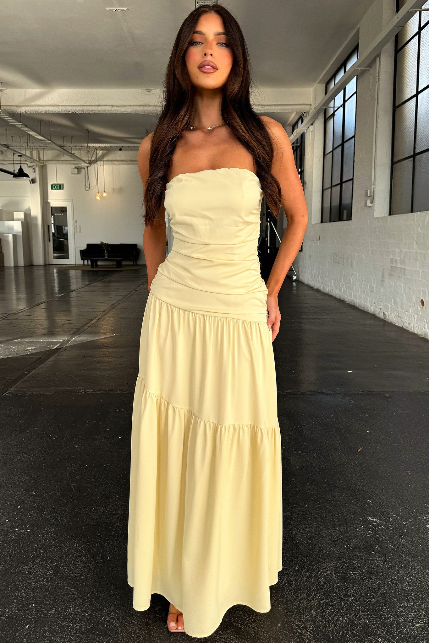 Charlotte Strapless Maxi Dress - Yellow-Coutiqo