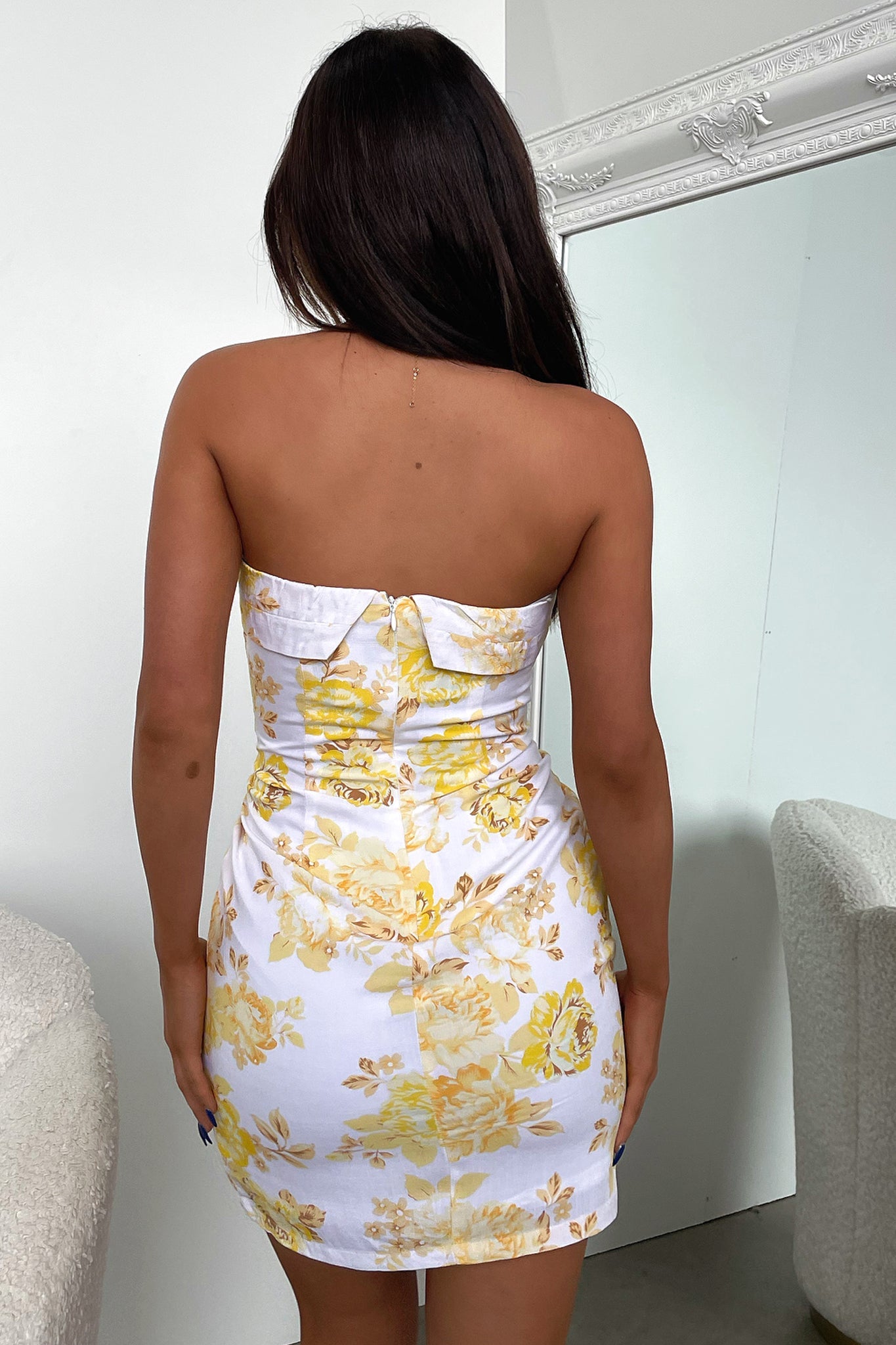 Charms Dress - Yellow/ White Floral-Coutiqo