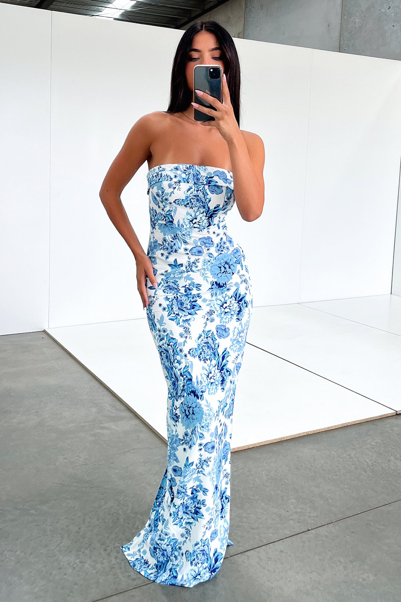 Charms Maxi Dress - Blue Floral-Coutiqo
