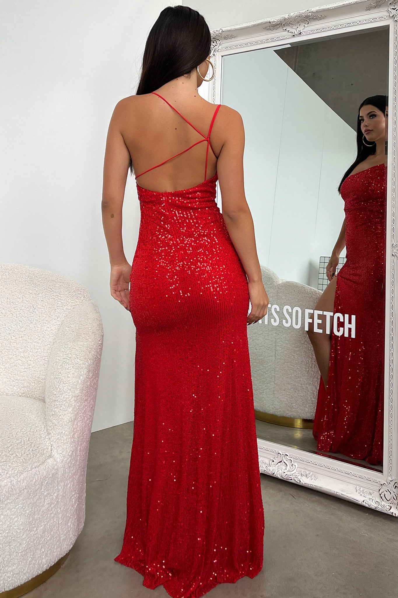Ciara Maxi Dress - Red Sequin-Coutiqo