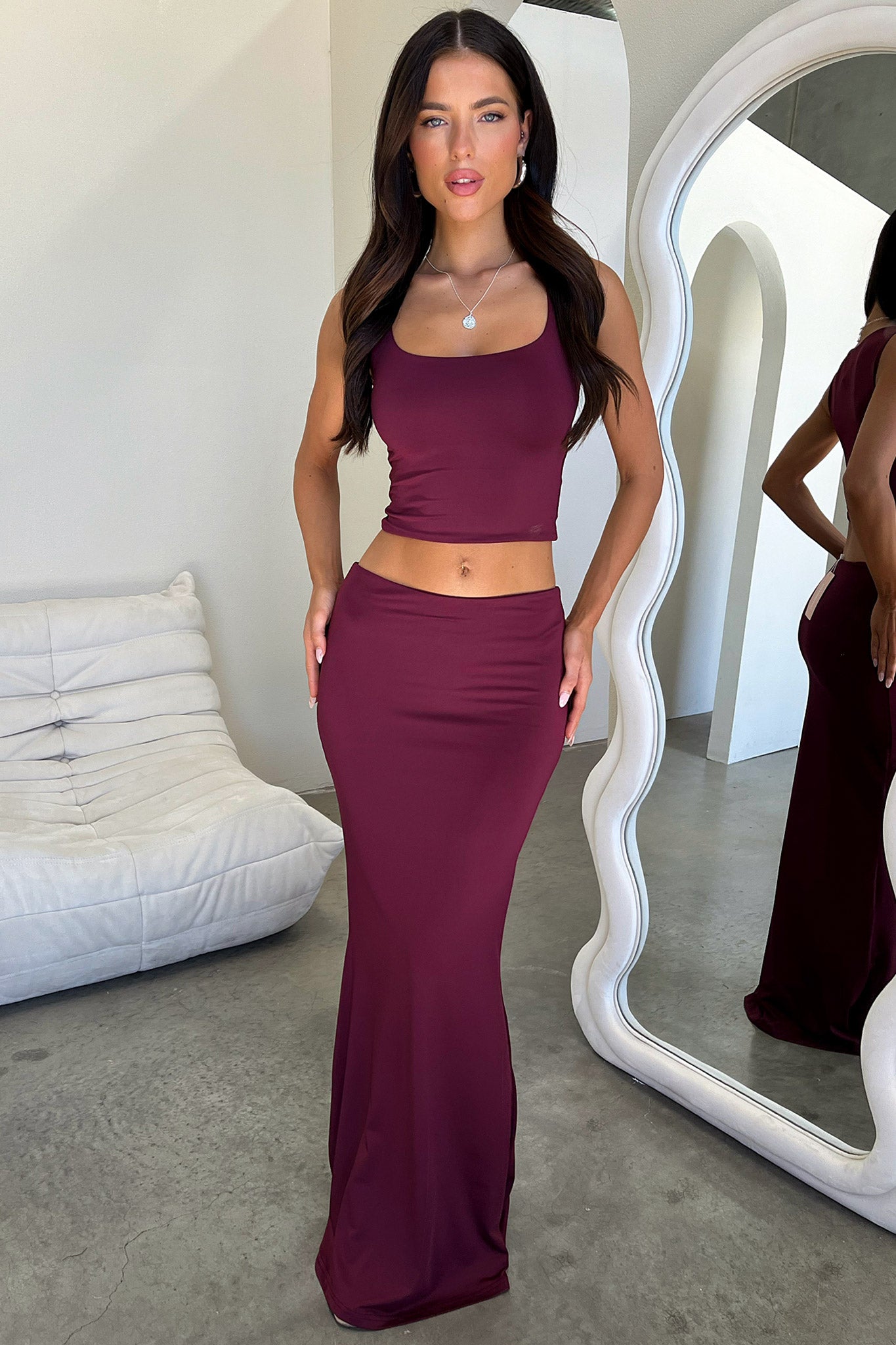 Clementine Maxi Skirt - Wine-Coutiqo