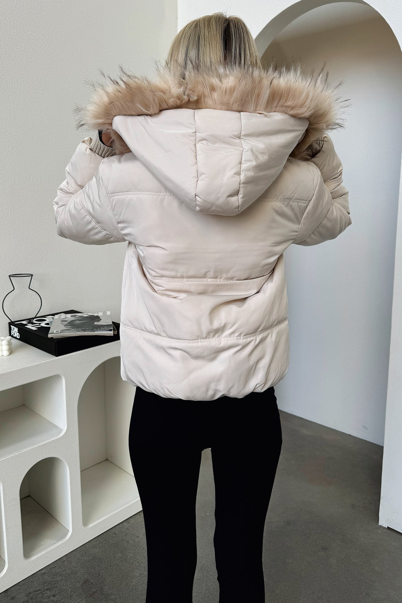 Coleman Puffer Jacket - Bone-Coutiqo