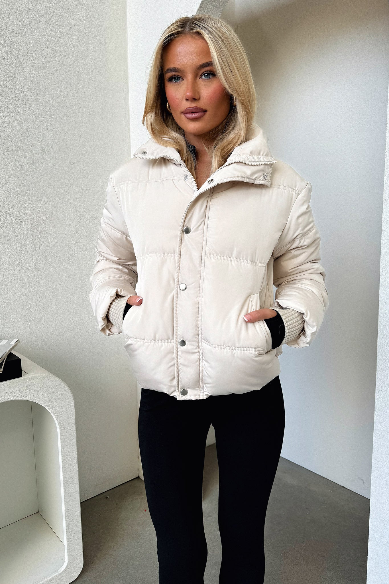 Coleman Puffer Jacket - Bone-Coutiqo