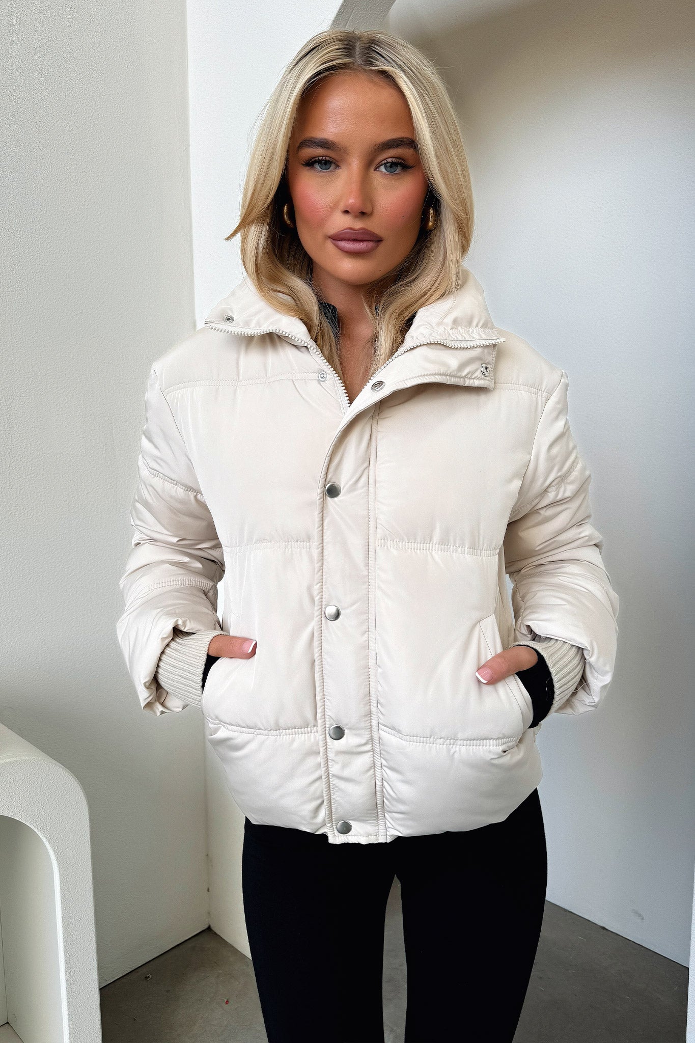 Coleman Puffer Jacket - Bone-Coutiqo