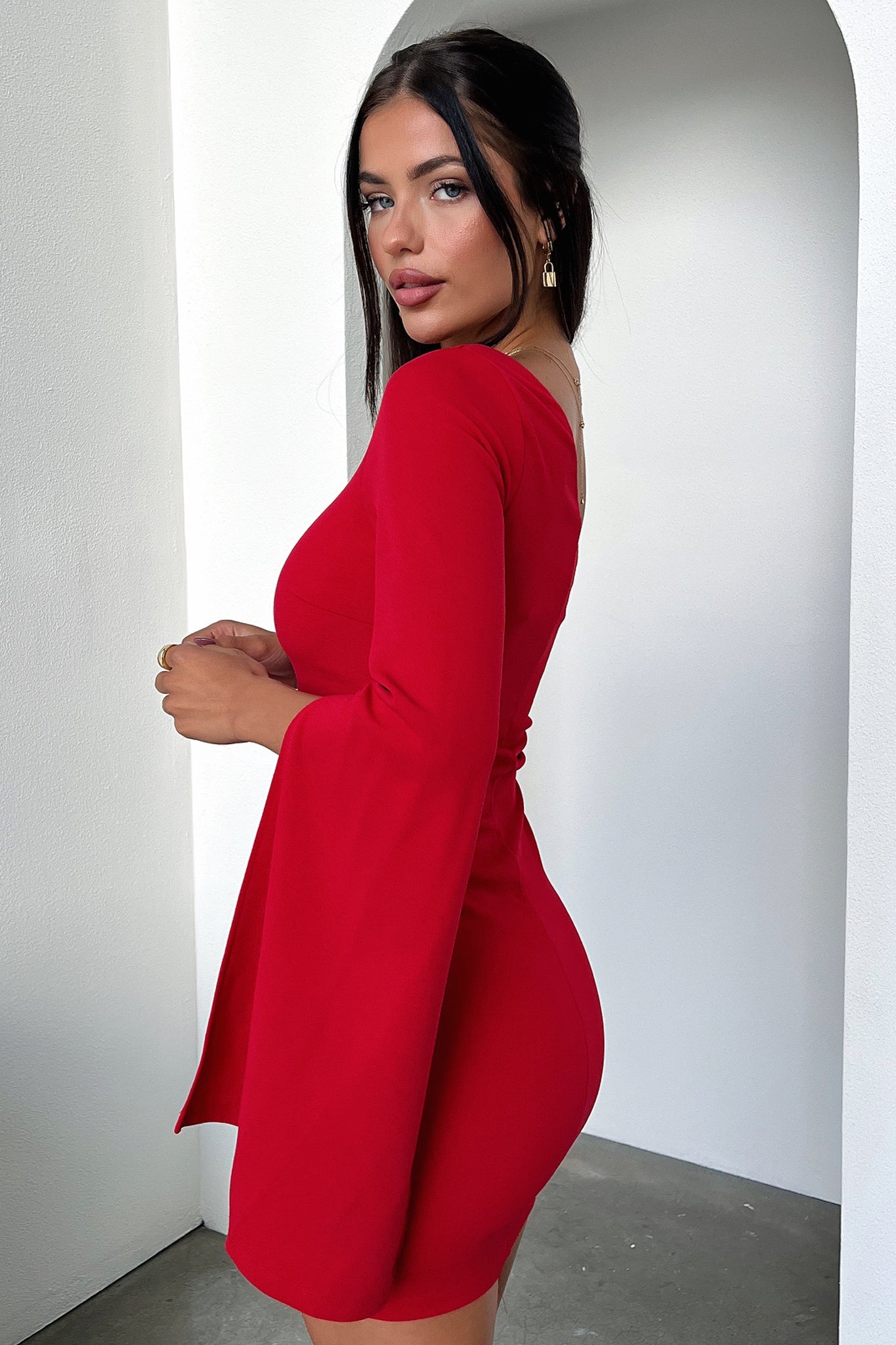 Cologne Dress - Red-Coutiqo