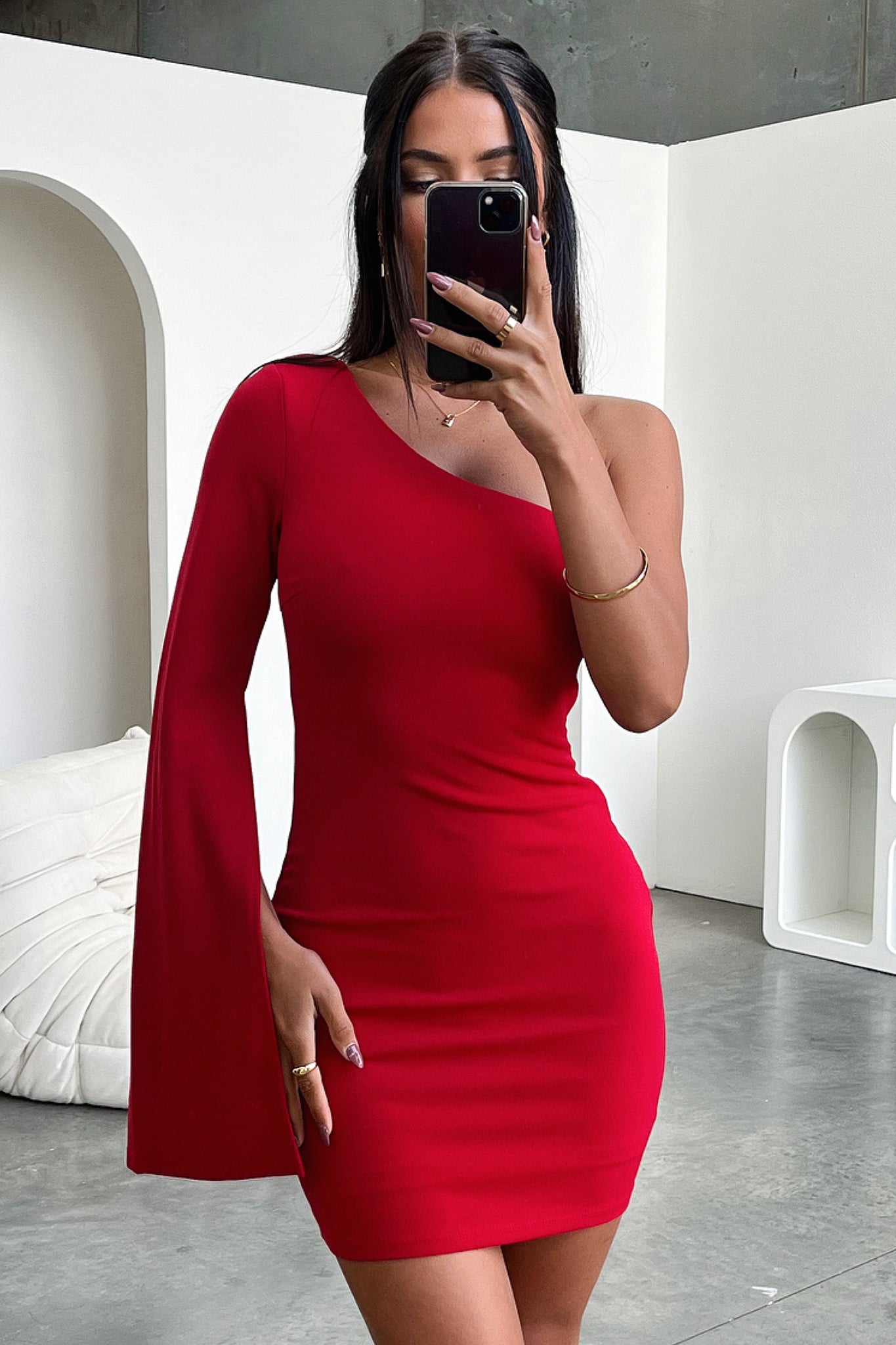 Cologne Dress - Red-Coutiqo