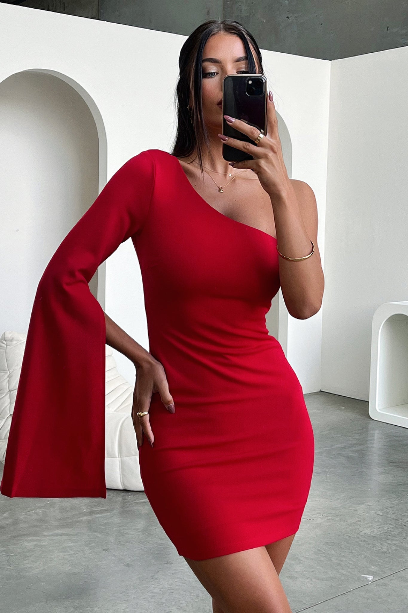 Cologne Dress - Red-Coutiqo