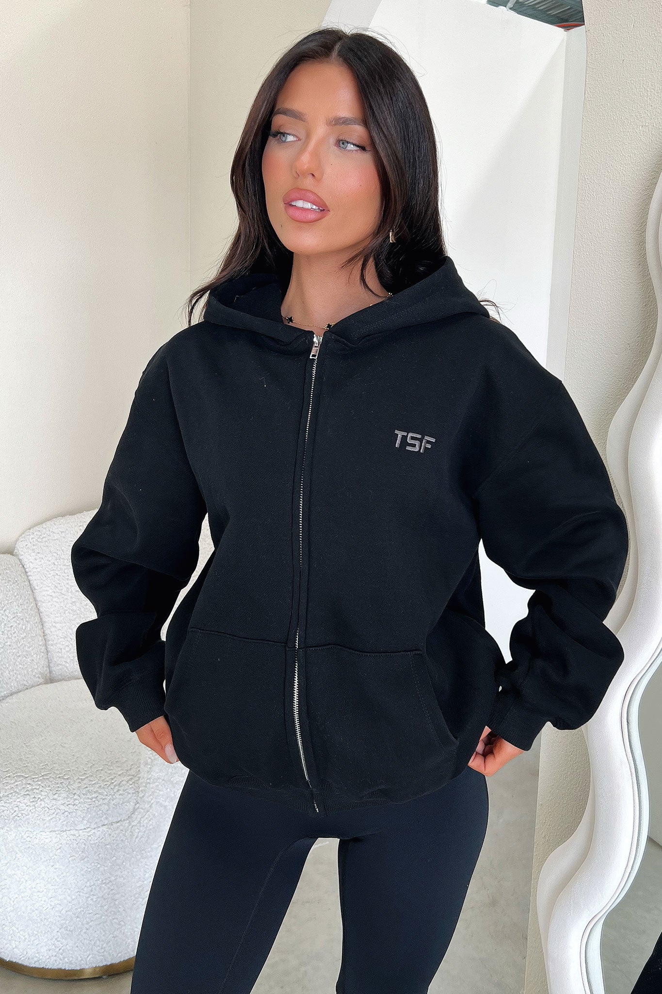Dale Zip Up Hoodie - Black-Coutiqo