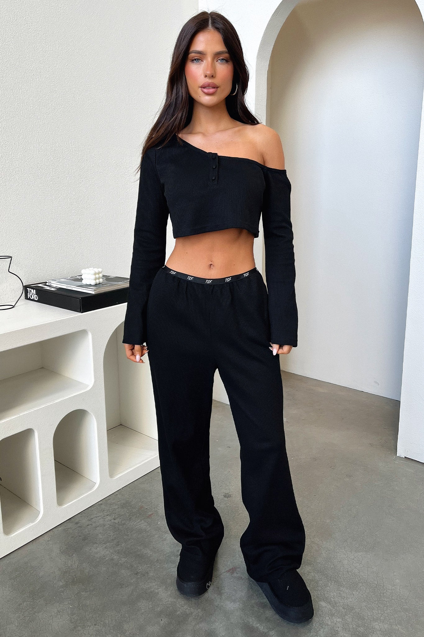 Dana Straight Leg Lounge Pants - Black-Coutiqo