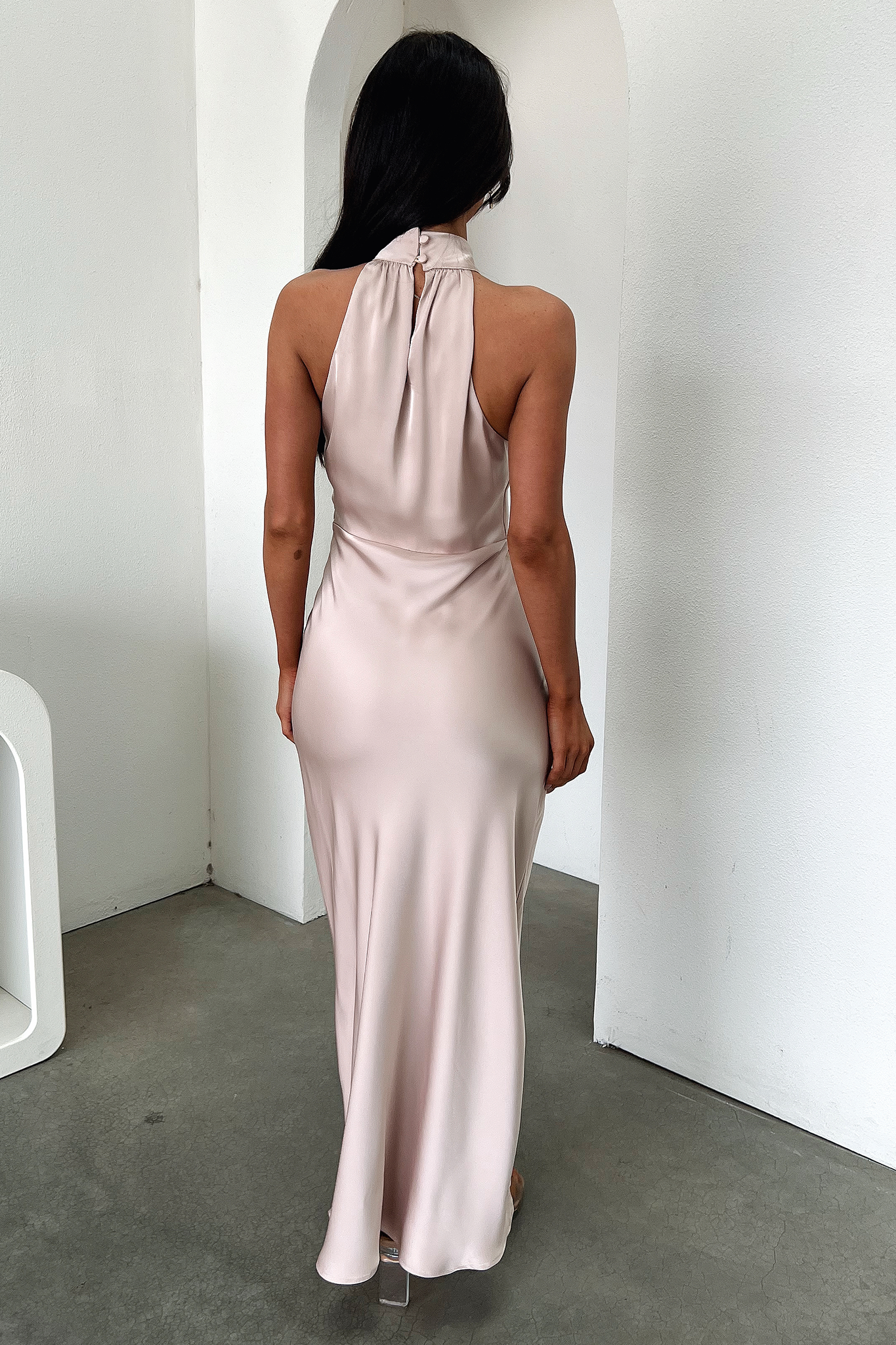 Daphne High Neck Maxi Dress - Champagne-Coutiqo