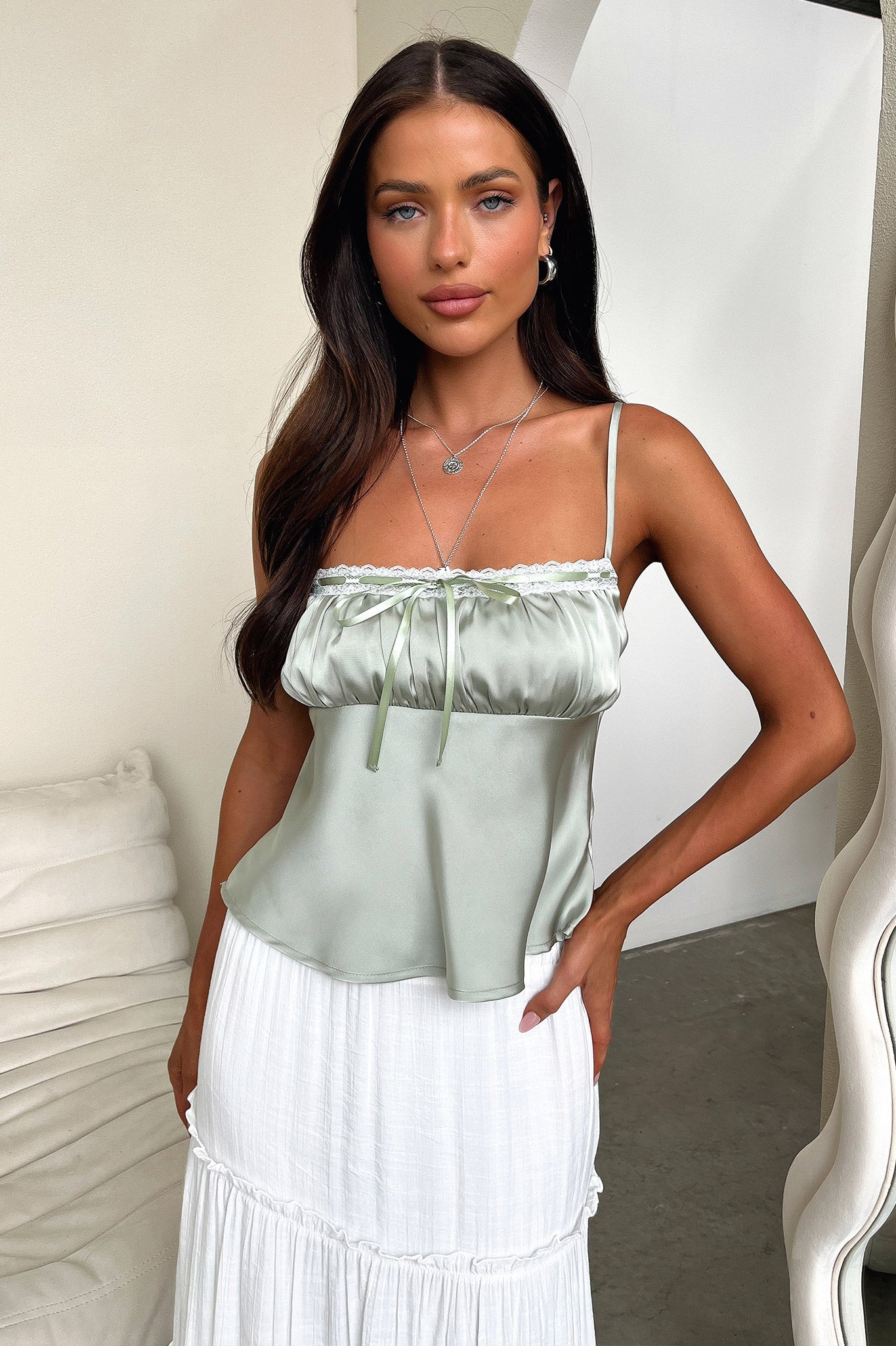 Dash Silky Cami Top - Sage-Coutiqo