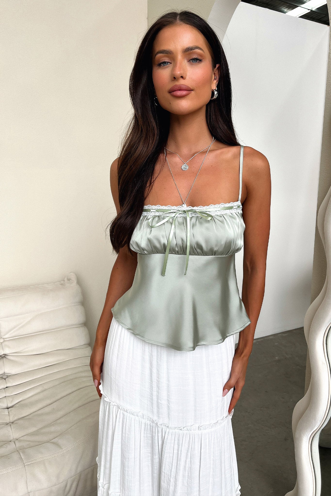 Dash Silky Cami Top - Sage-Coutiqo