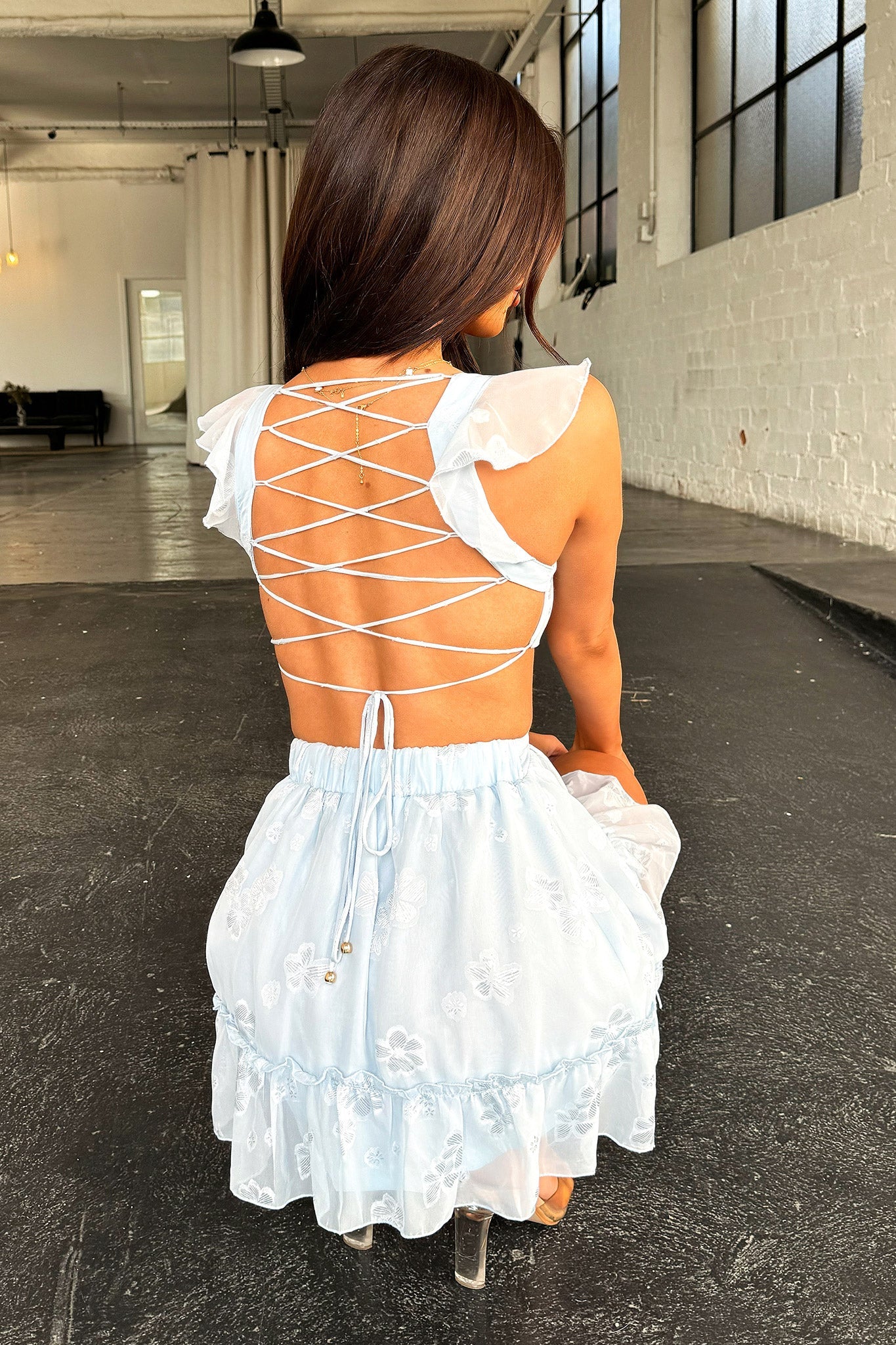 Deborah Cut Out Mini Dress - Baby Blue-Coutiqo