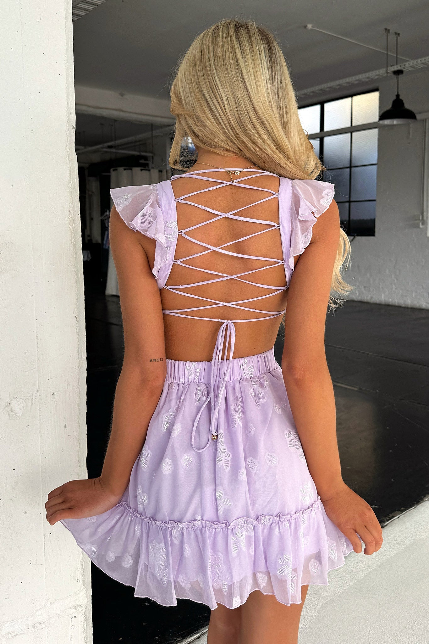 Deborah Cut Out Mini Dress - Lilac-Coutiqo