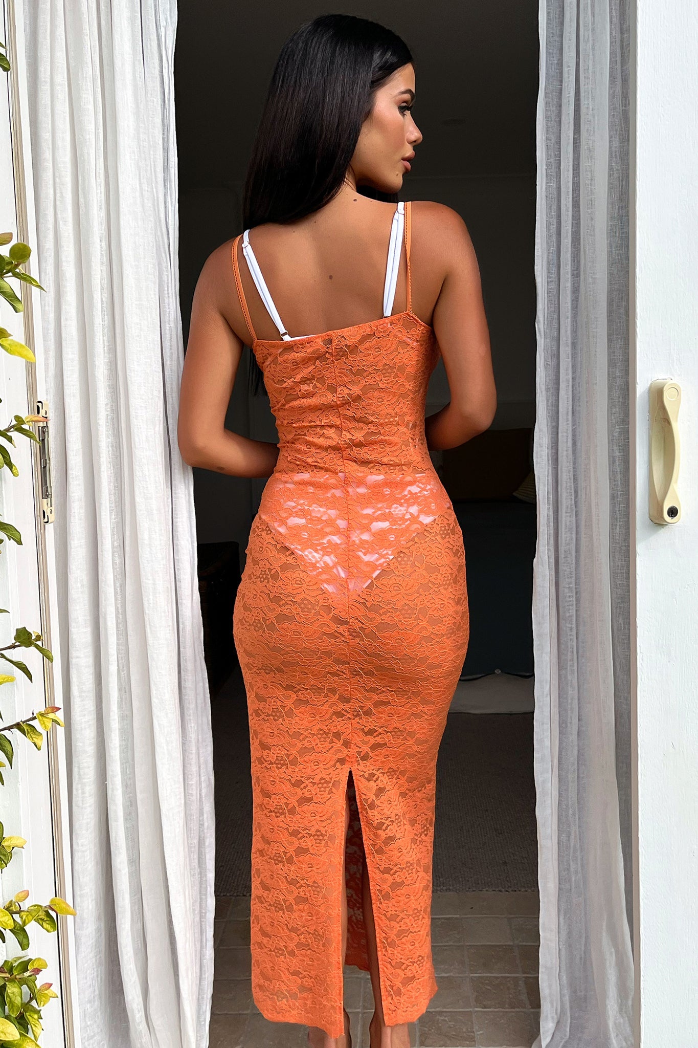 Destiny Midi Dress - Orange-Coutiqo