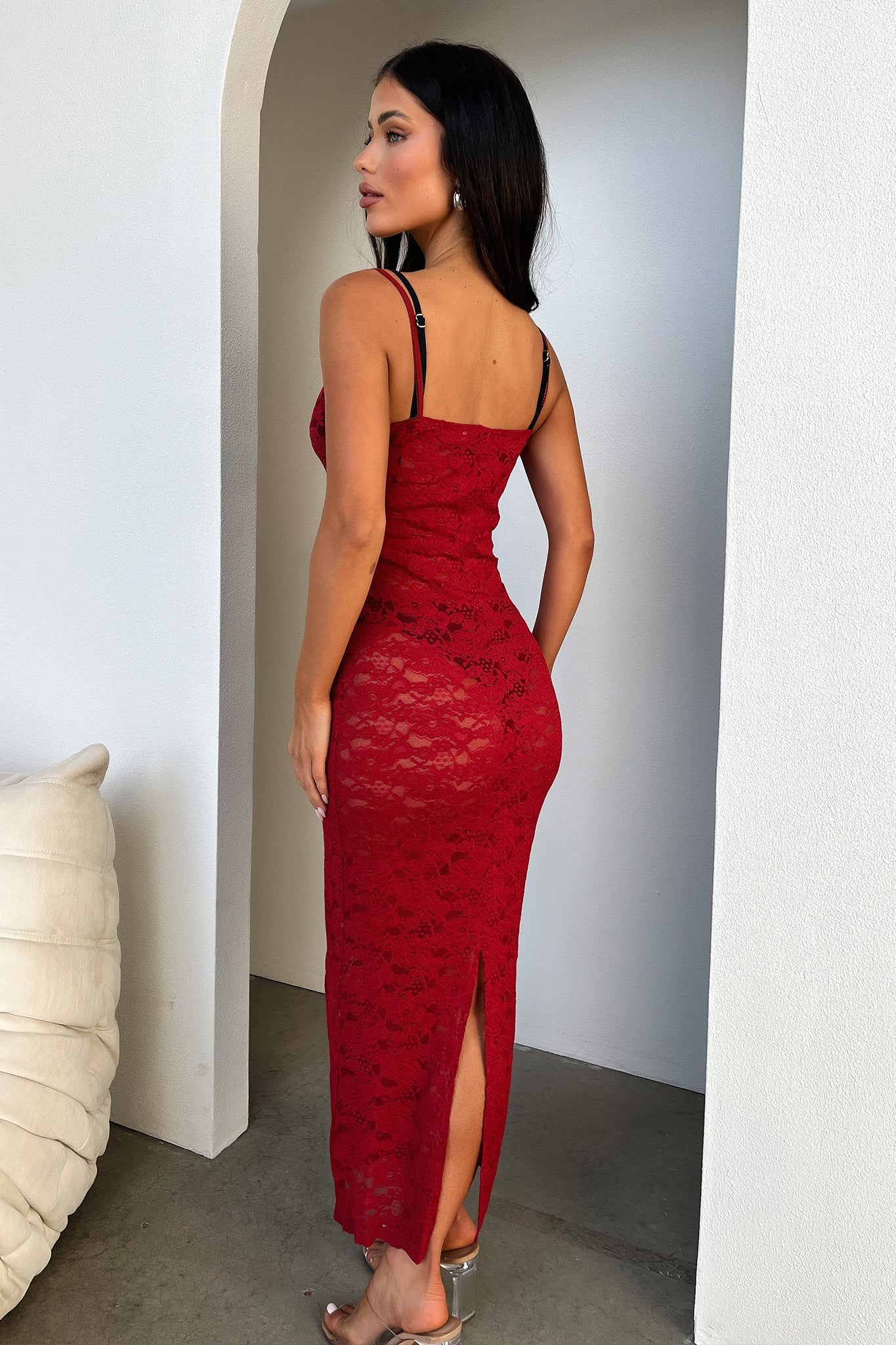 Destiny Midi Dress - Red-Coutiqo