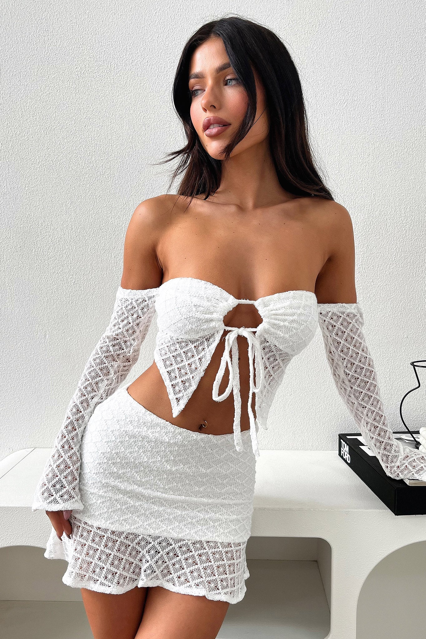 Devoted Mini Skirt - White-Coutiqo