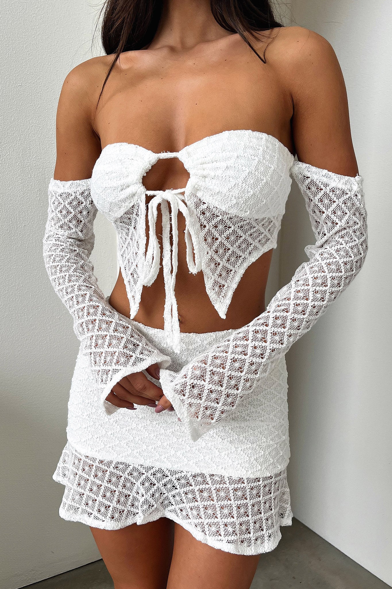Devoted Mini Skirt - White-Coutiqo
