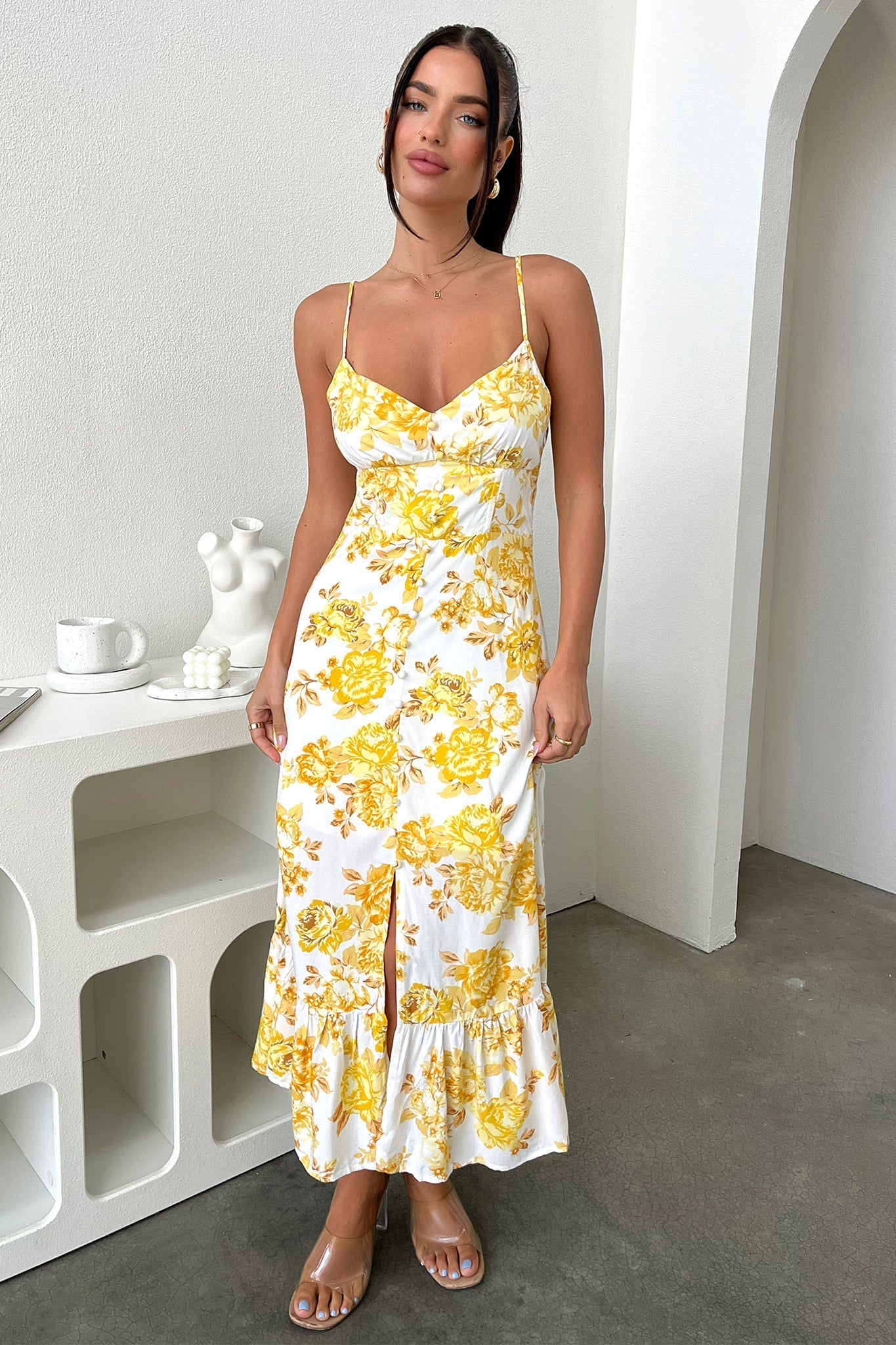 Dilara Maxi Dress - Yellow Floral-Coutiqo