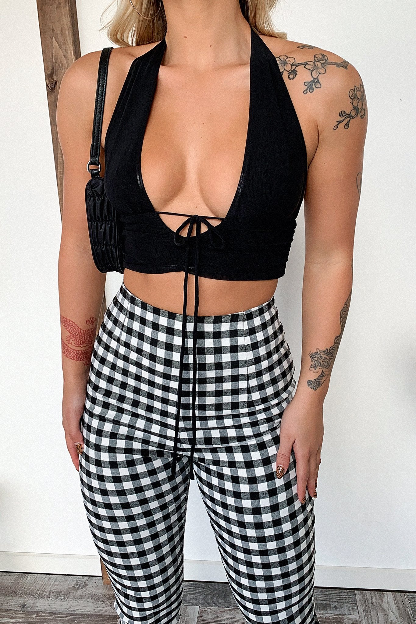 Dinah Pants - Black/White Checkered-Coutiqo