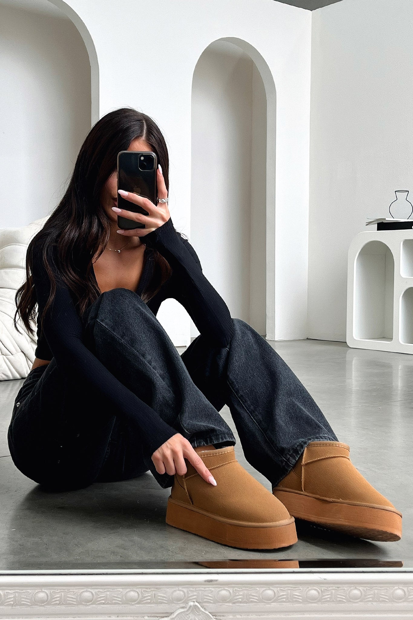 Eesha Platform Boots - Chestnut-Coutiqo