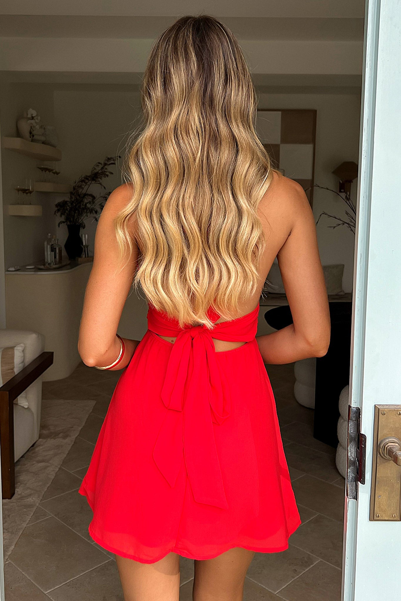 Elenor Dress - Red-Coutiqo