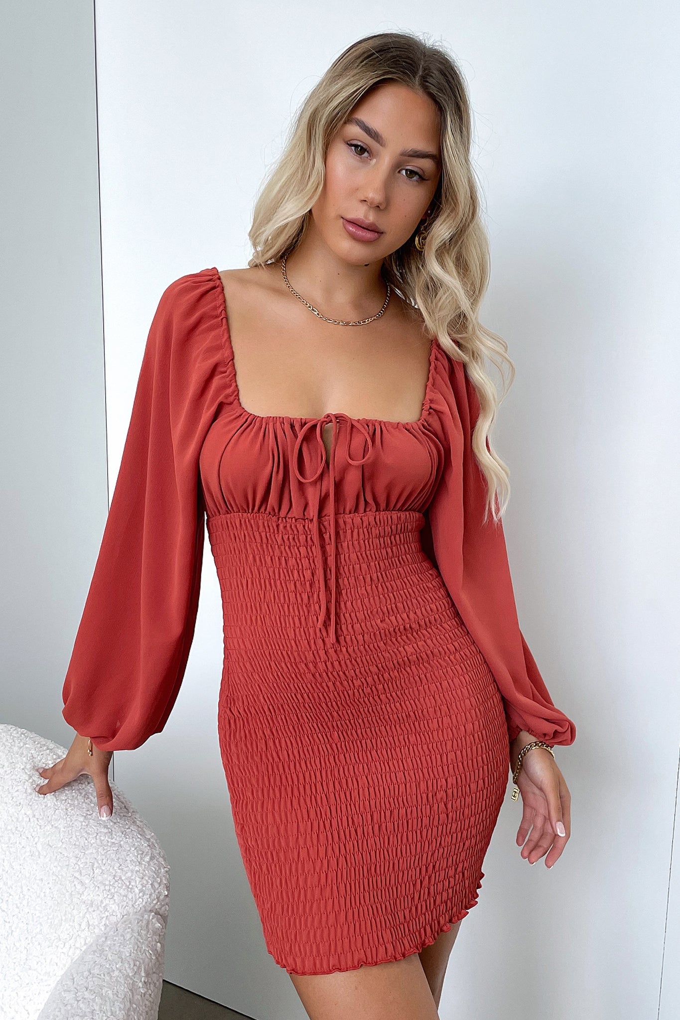 Ella Dress - Rust-Coutiqo