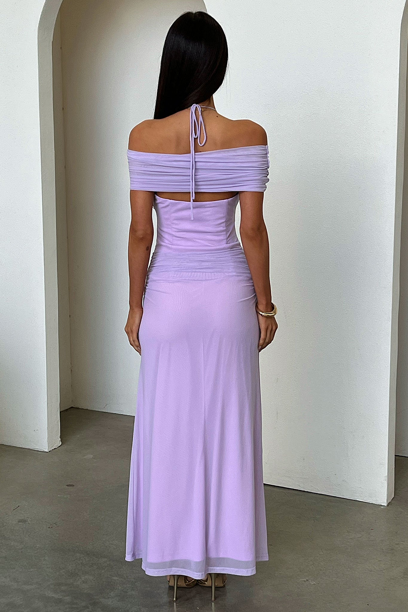 Ellie Halter Neck Maxi Dress - Purple-Coutiqo