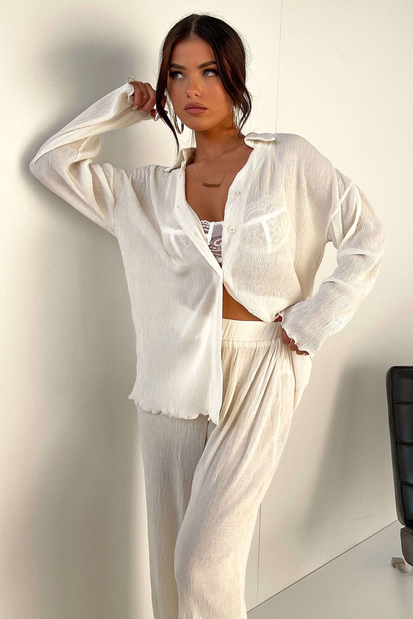 Ellora Long Sleeve Shirt - Cream-Coutiqo