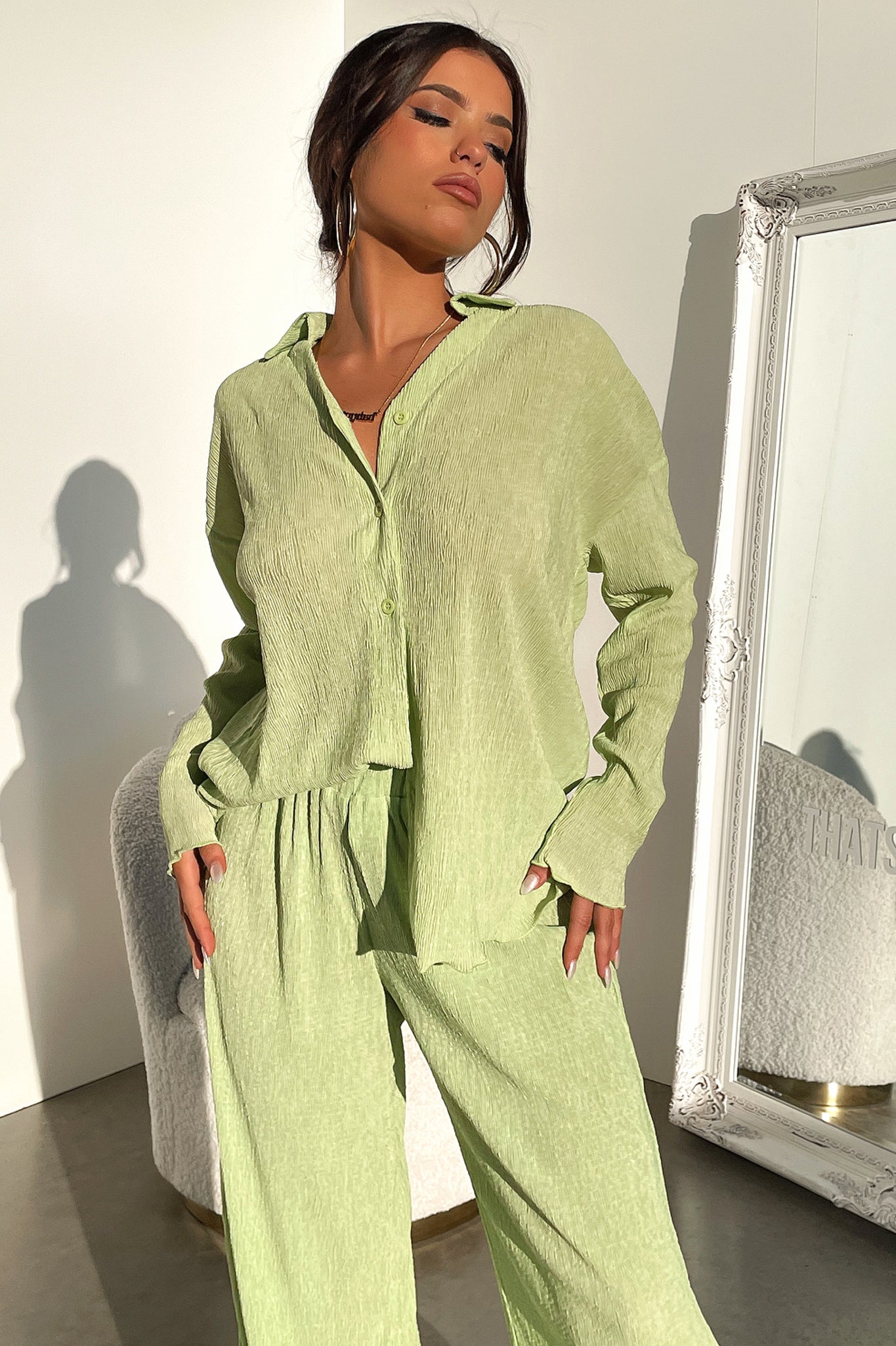 Ellora Long Sleeve Shirt - Green-Coutiqo