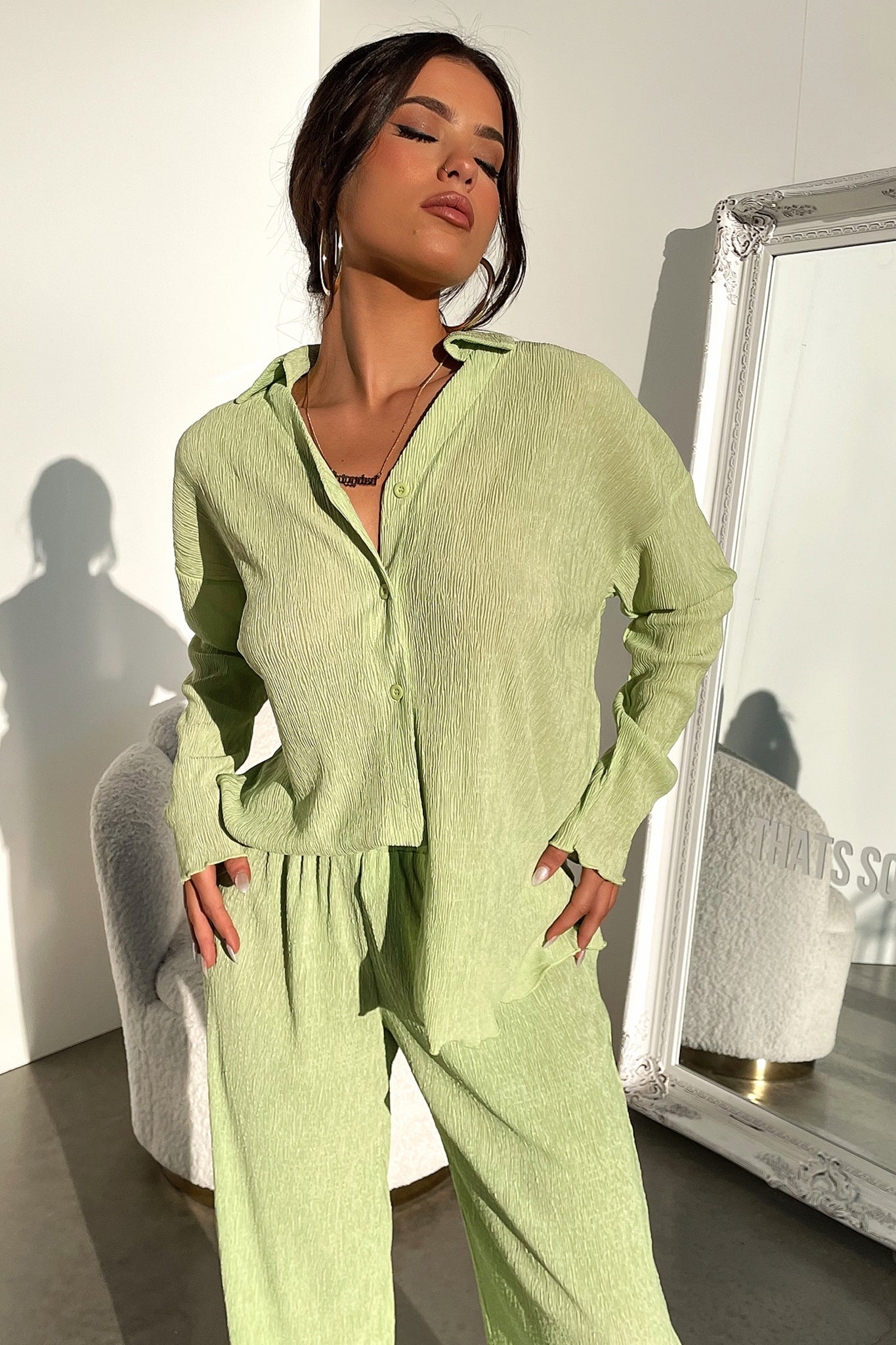 Ellora Long Sleeve Shirt - Green-Coutiqo