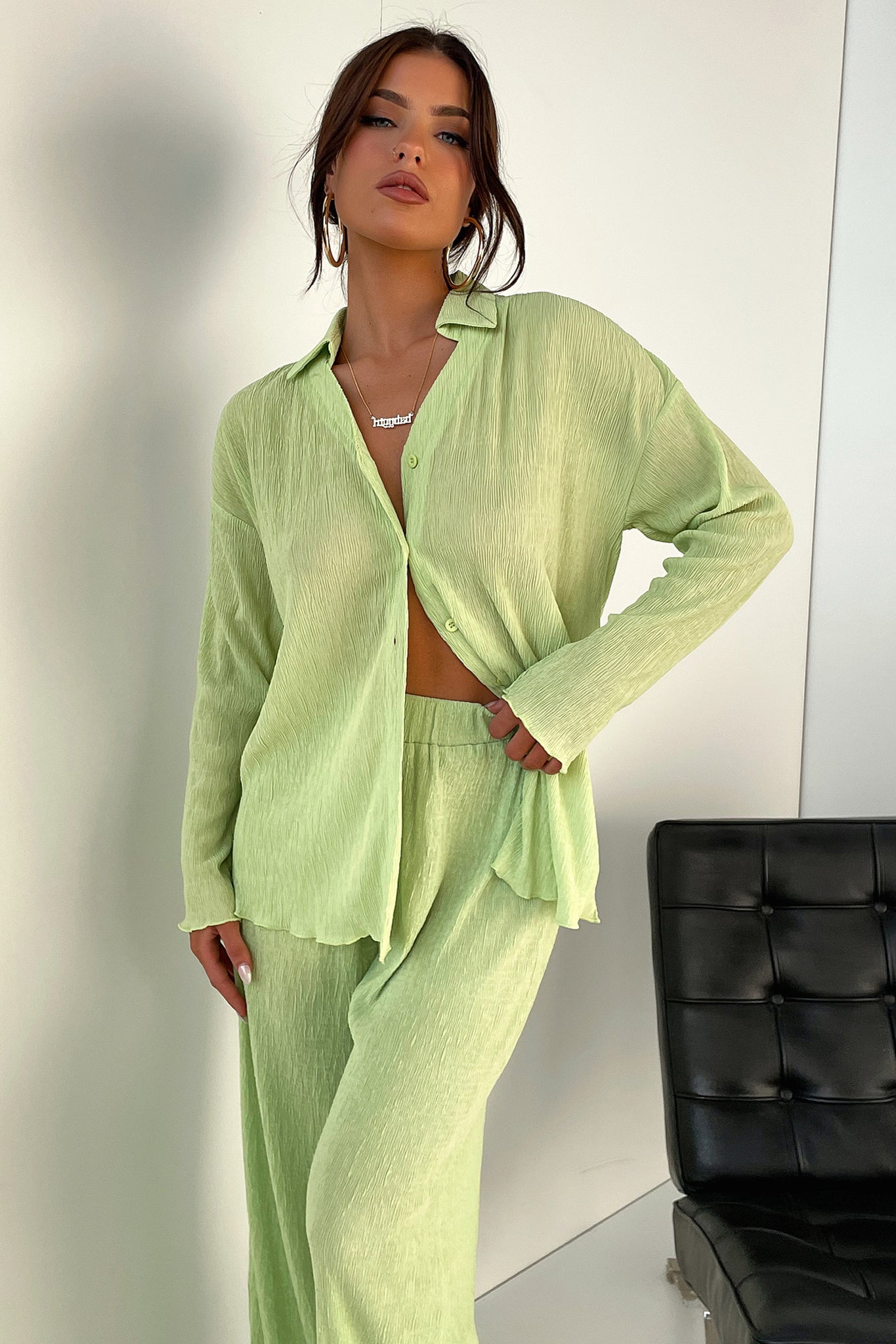 Ellora Long Sleeve Shirt - Green-Coutiqo