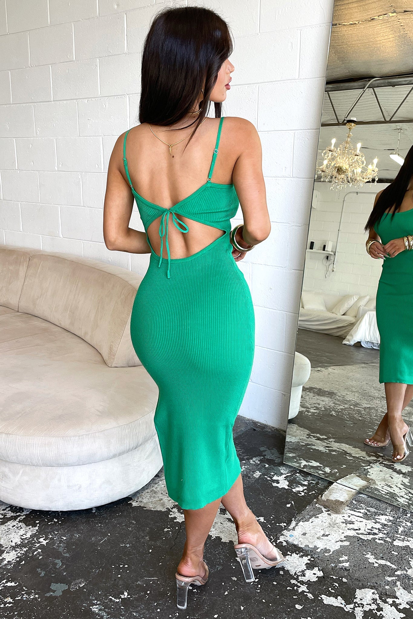 Erin Midi Dress - Dark Green-Coutiqo