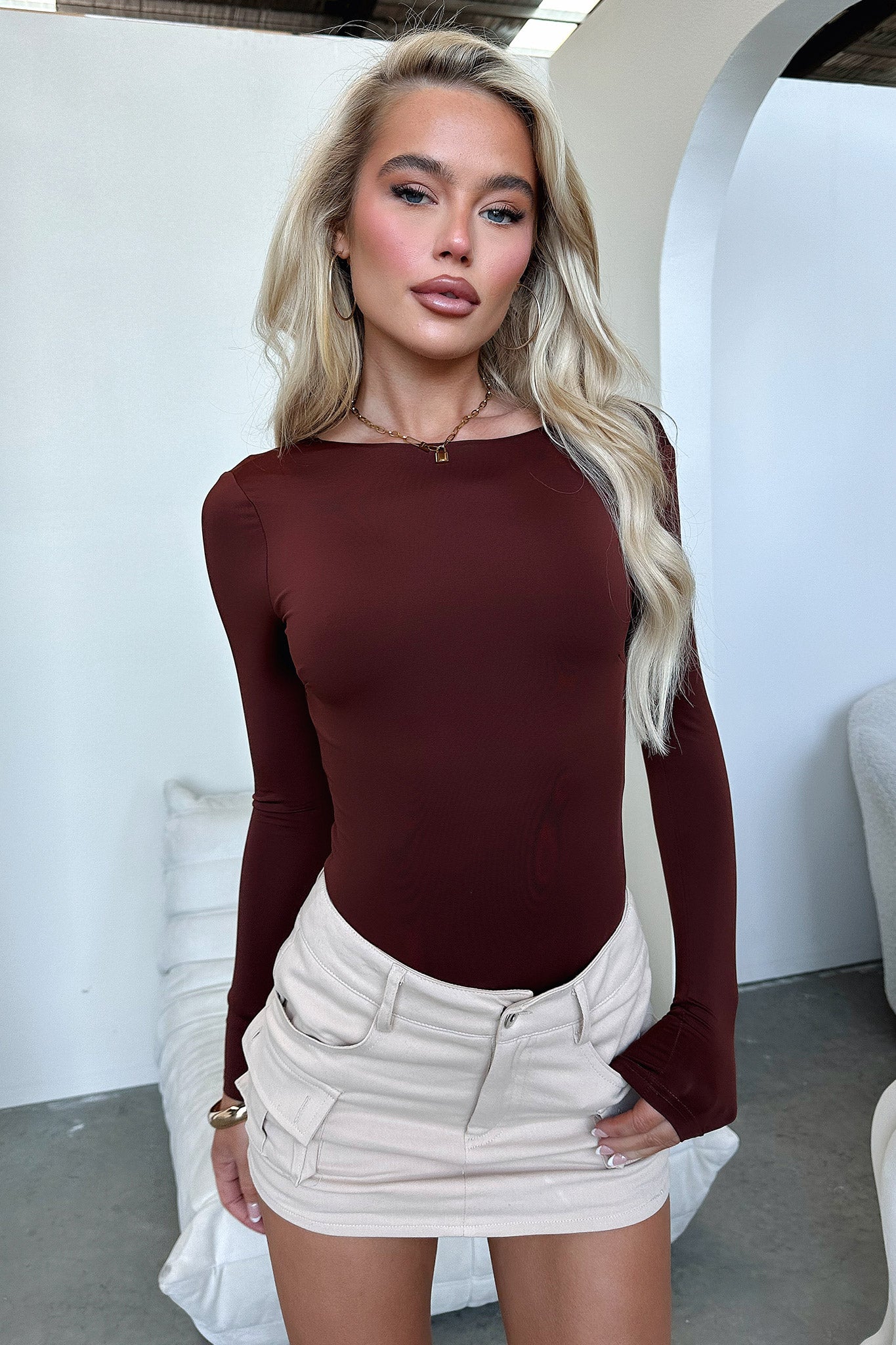 Eve Bodysuit - Brown-Coutiqo