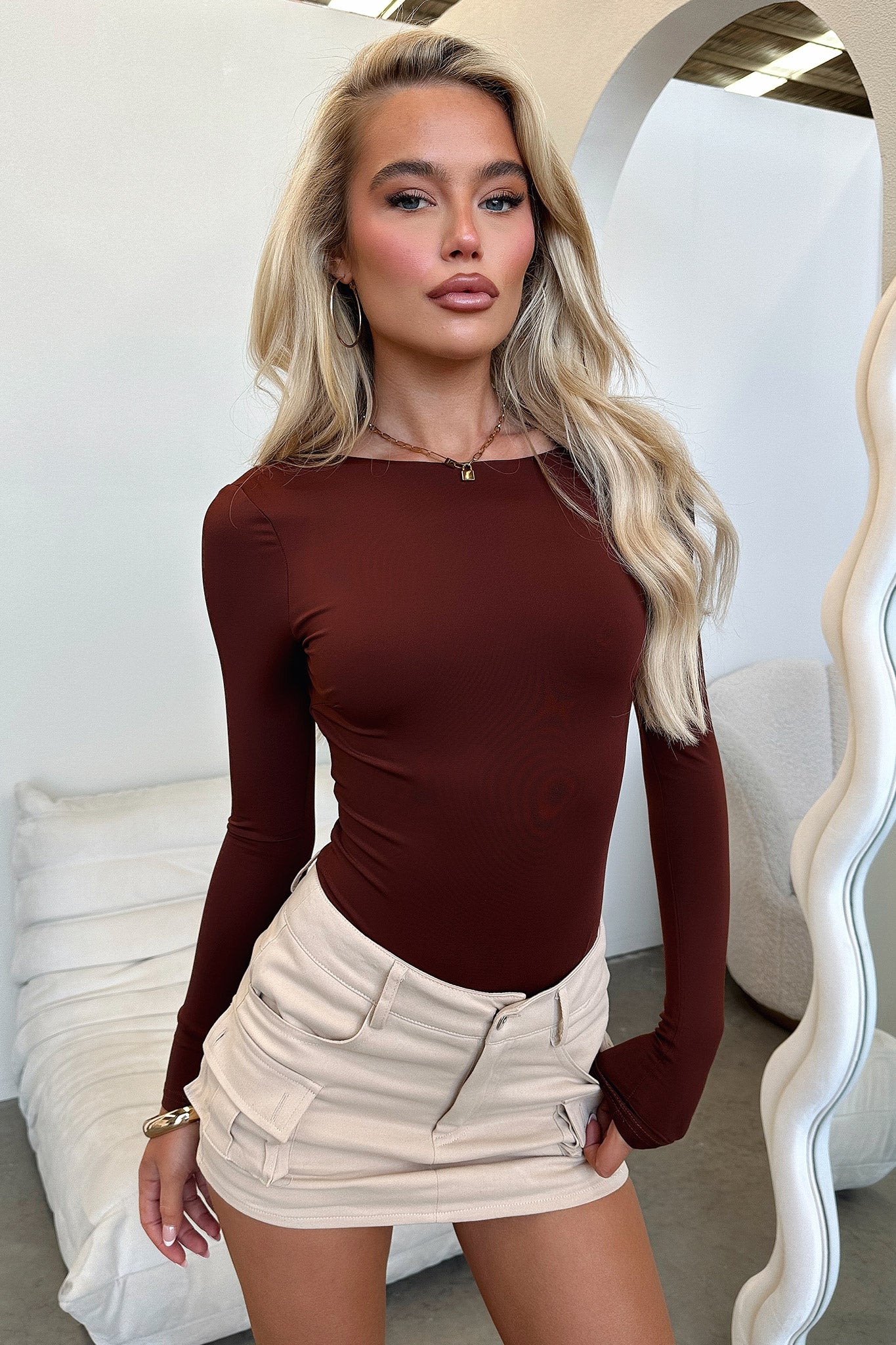 Eve Bodysuit - Brown-Coutiqo