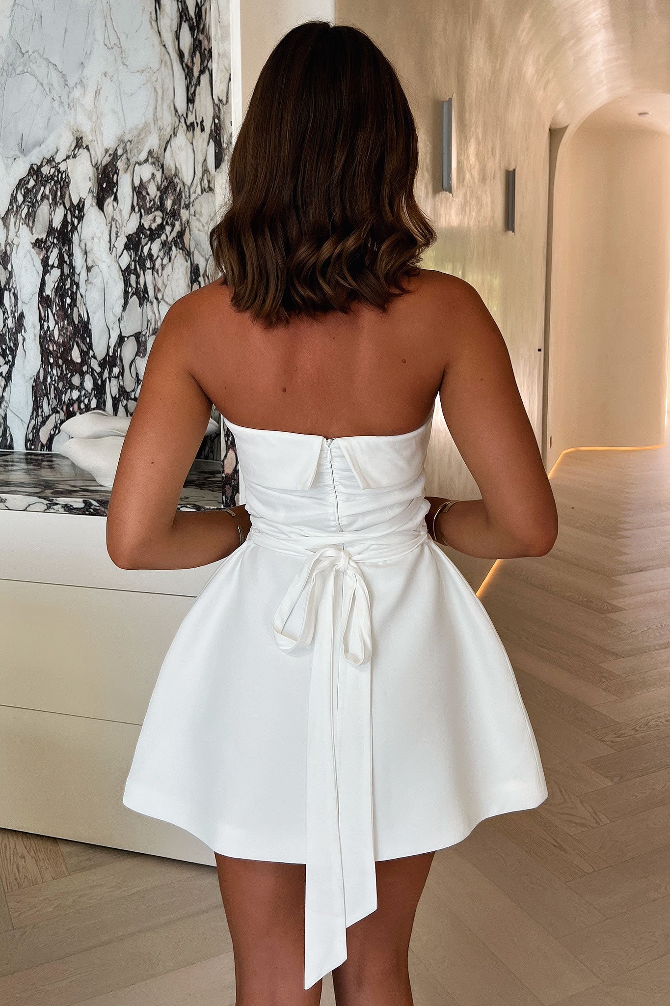 Evonne Strapless Mini Dress - White-Coutiqo