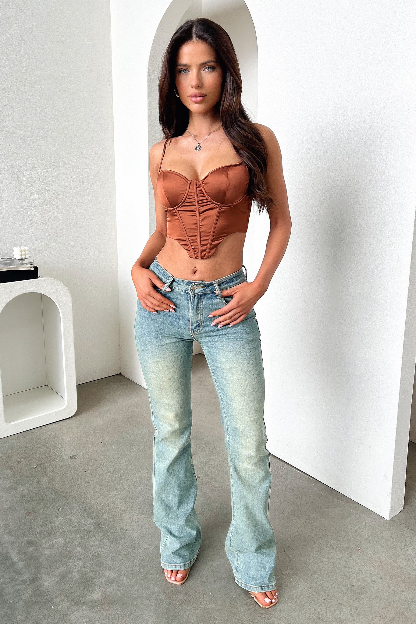 Fauna Corset Top - Brown-Coutiqo