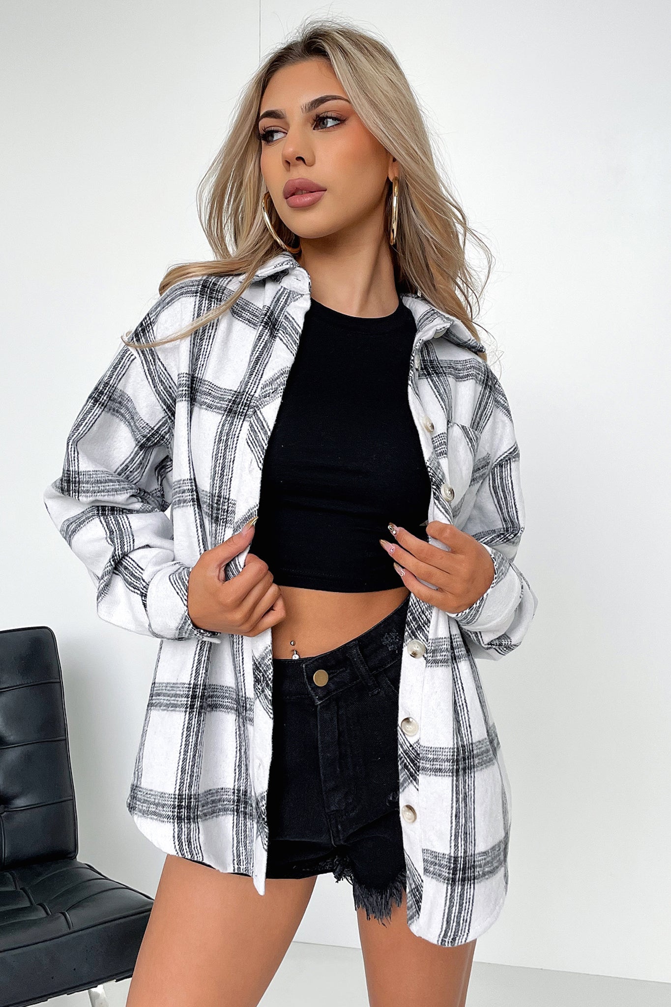 Denver Flannel Shirt - White Plaid-Coutiqo