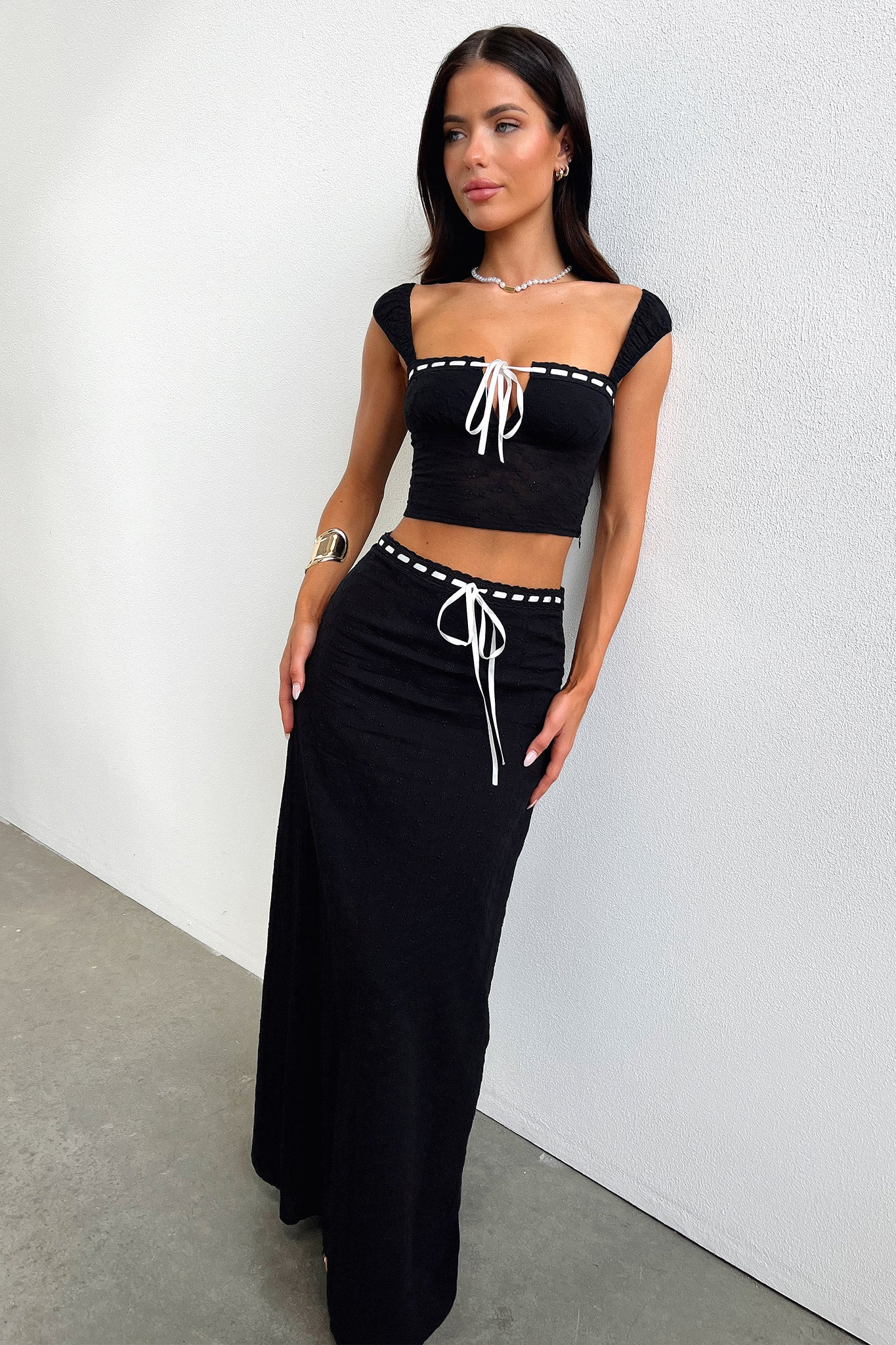 Flora Maxi Skirt - Black-Coutiqo